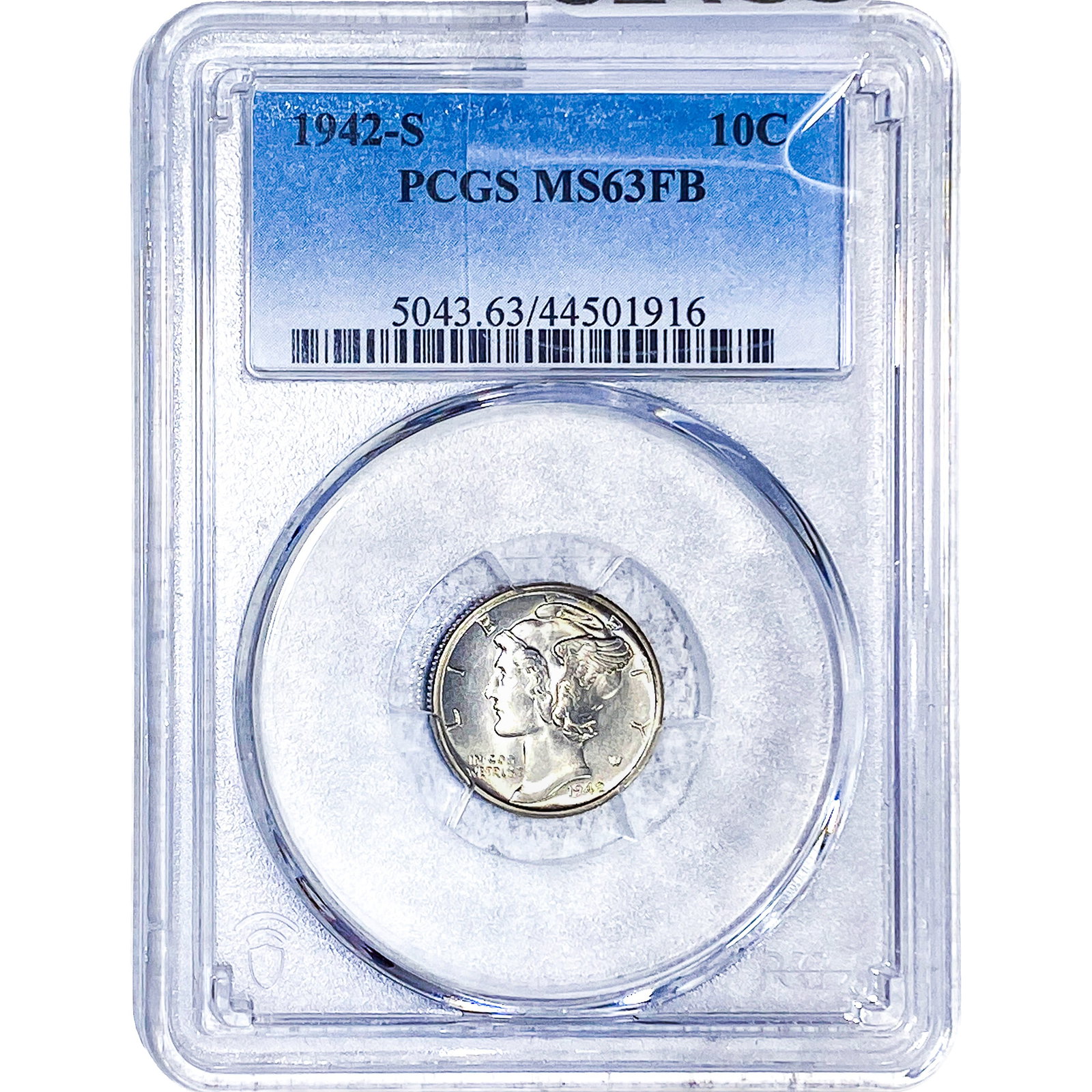 1942-S Mercury Silver Dime PCGS MS63 FSB: 1942-S Mercury Silver Dime PCGS MS63 FSB