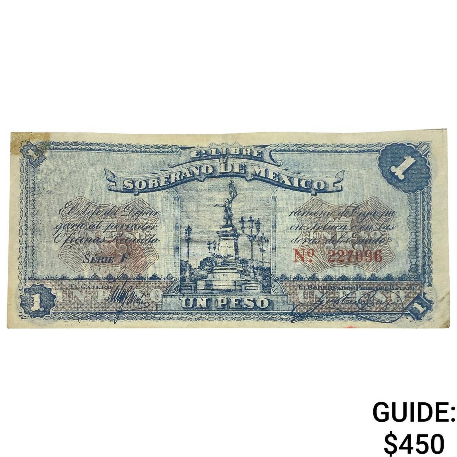 1915 Free and Sovereign State of Mexico 1 Peso: 1915 Free and Sovereign State of Mexico 1 Peso