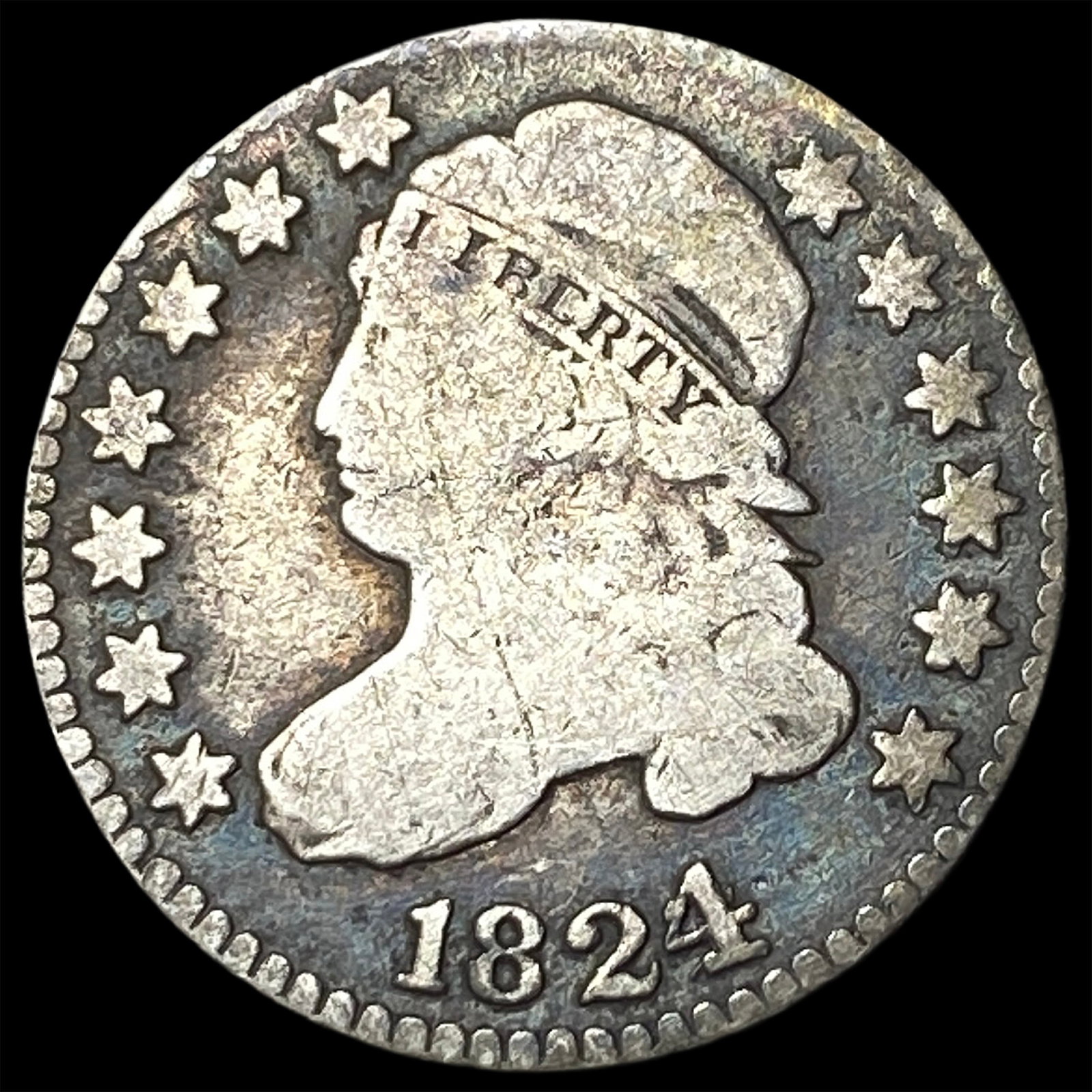 1824 Capped Bust Dime NICELY CIRCULATED: 1824 Capped Bust Dime NICELY CIRCULATED