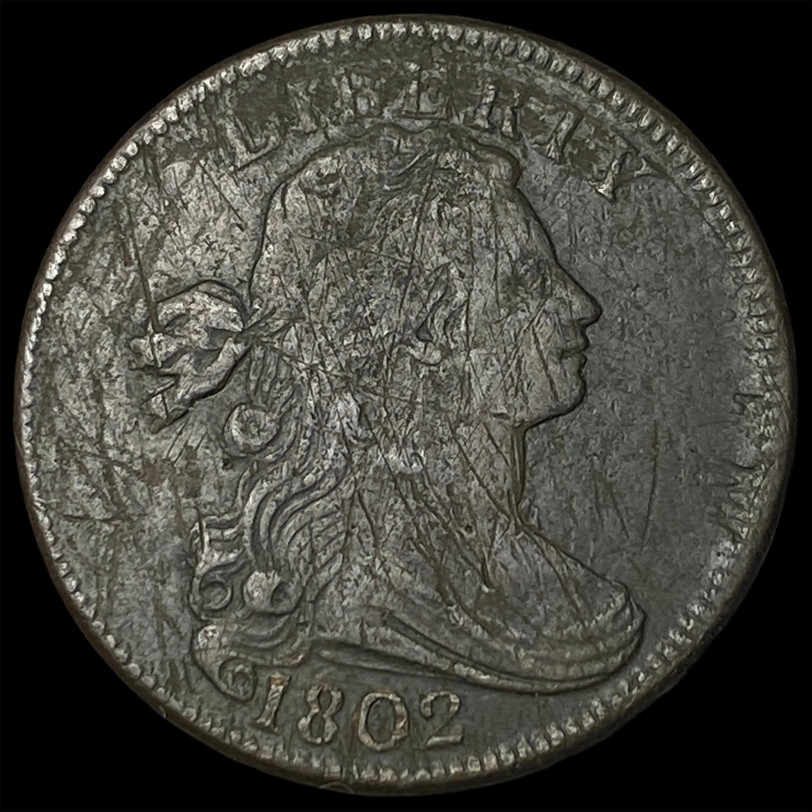1802 Draped Bust Large Cent ABOUT UNCIRCULATED (1 of 2)
