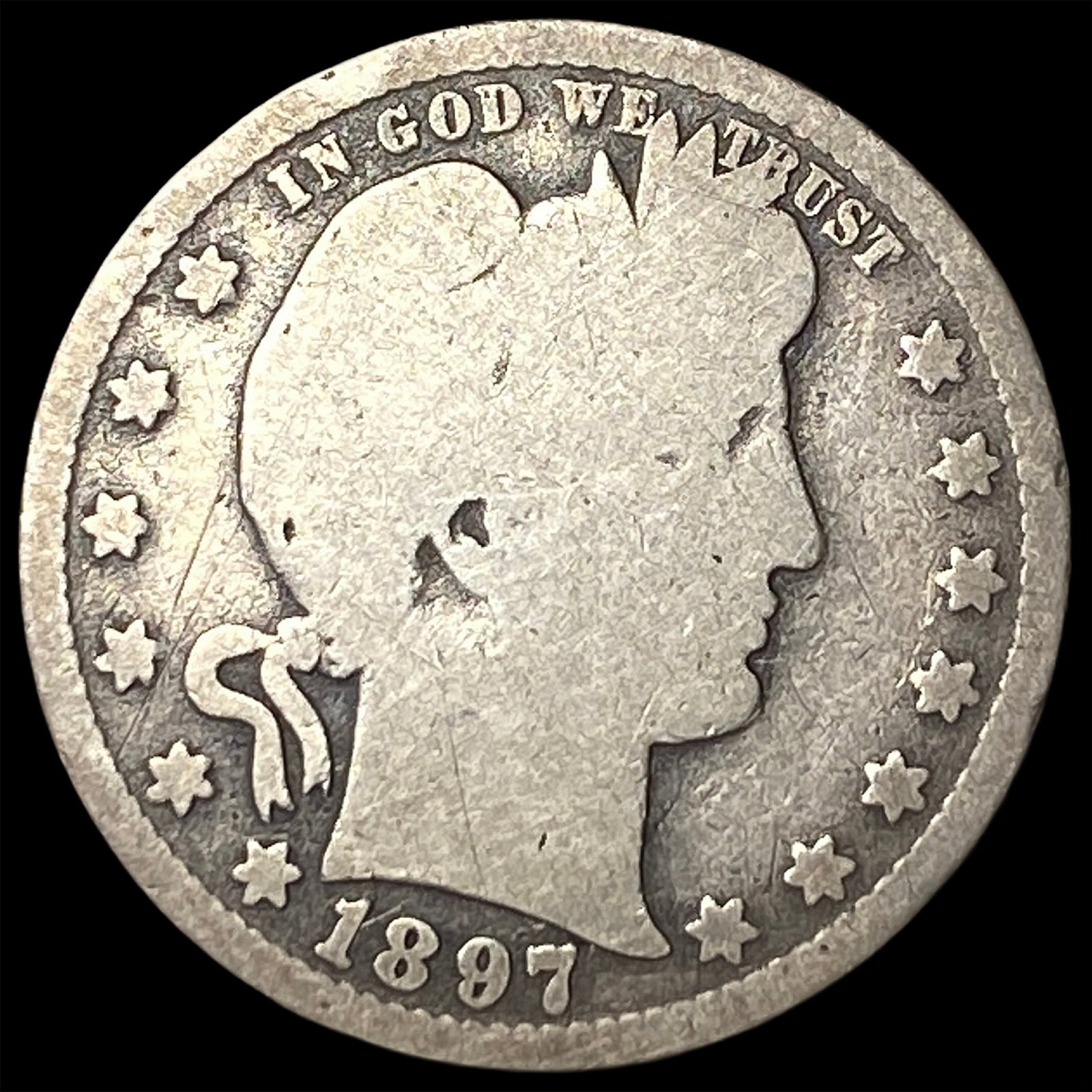 1897-O Barber Silver Quarter NICELY CIRCULATED (1 of 2)