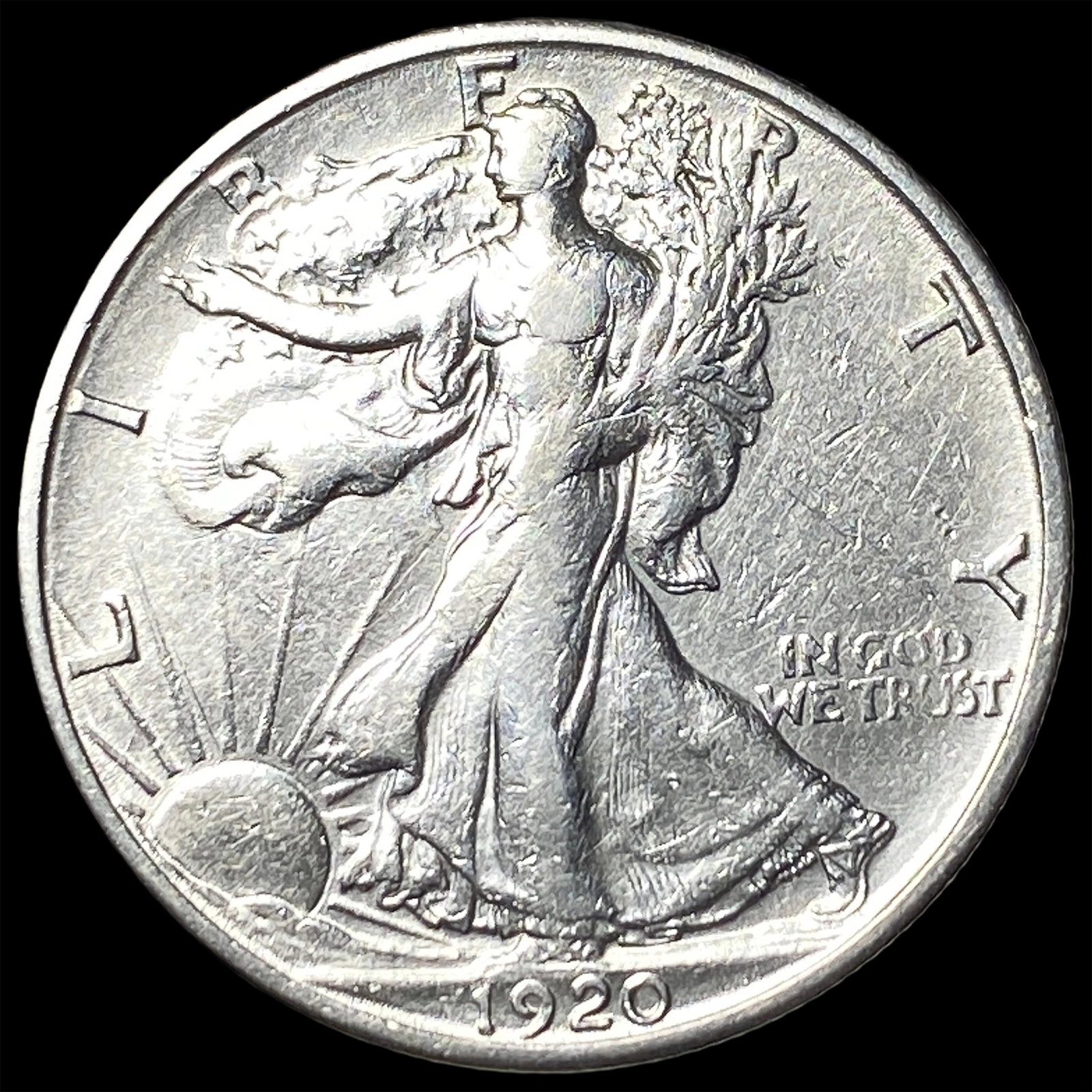 1920-S Silver Walking Liberty Half Dollar CHOICE AU: 1920-S Silver Walking Liberty Half Dollar CHOICE AU