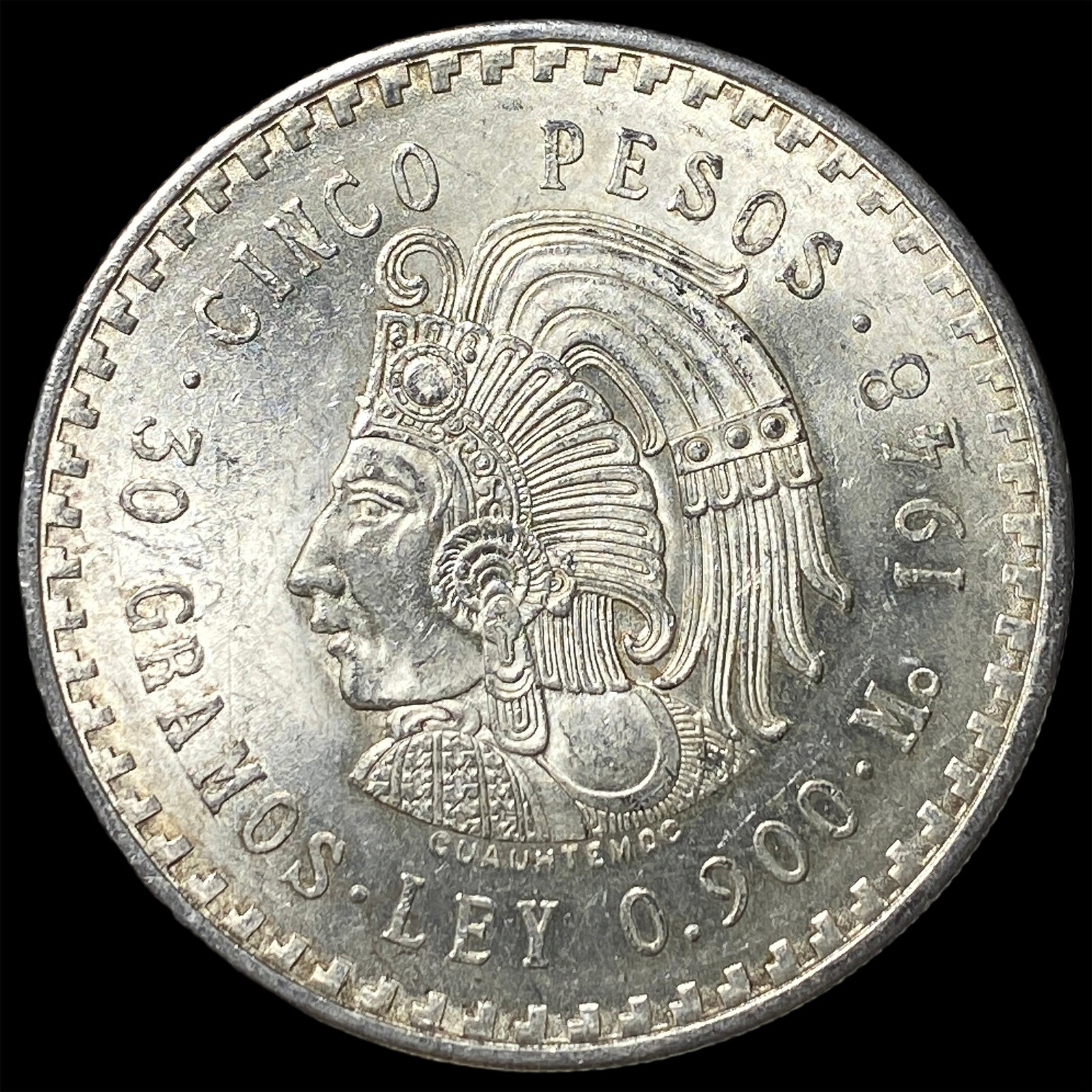 1948 Mexico Silver 5 Pesos CuauhtÃ©moc CHOICE BU (1 of 2)
