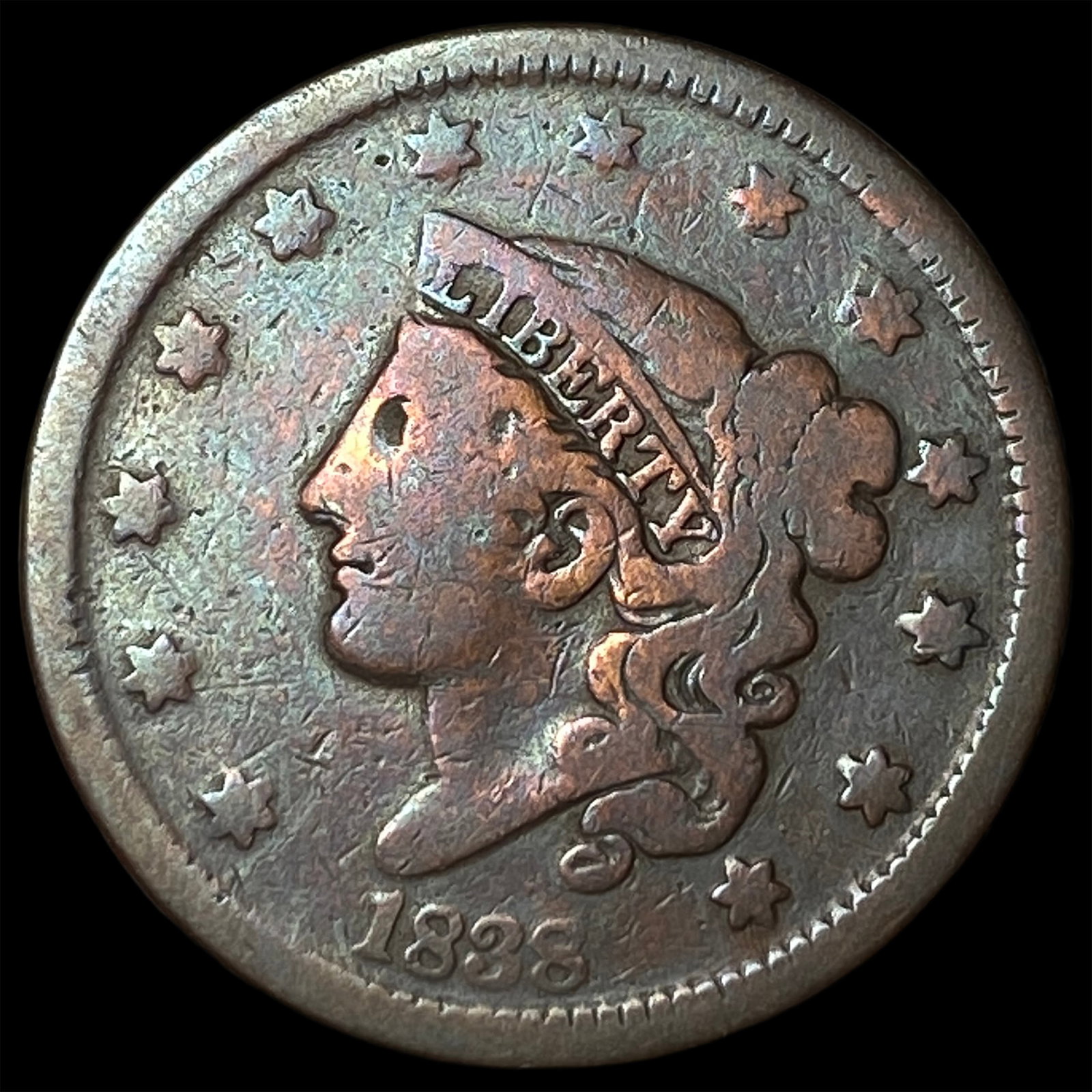 1838 Coronet Head Large Cent LIGHTLY CIRCULATED (1 of 2)