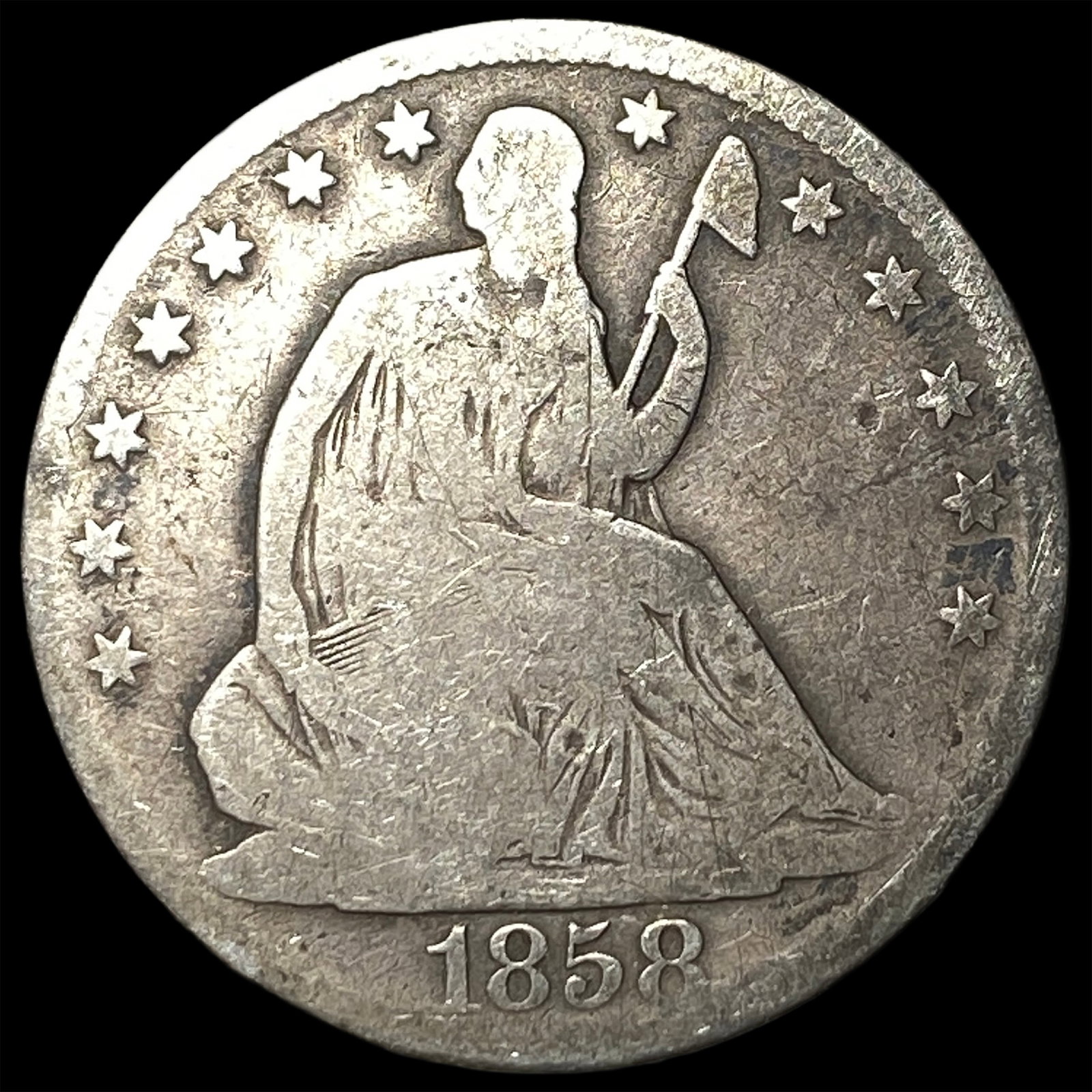 1858-O Silver Seated Liberty Half Dollar NICELY CIRCULATED (1 of 2)