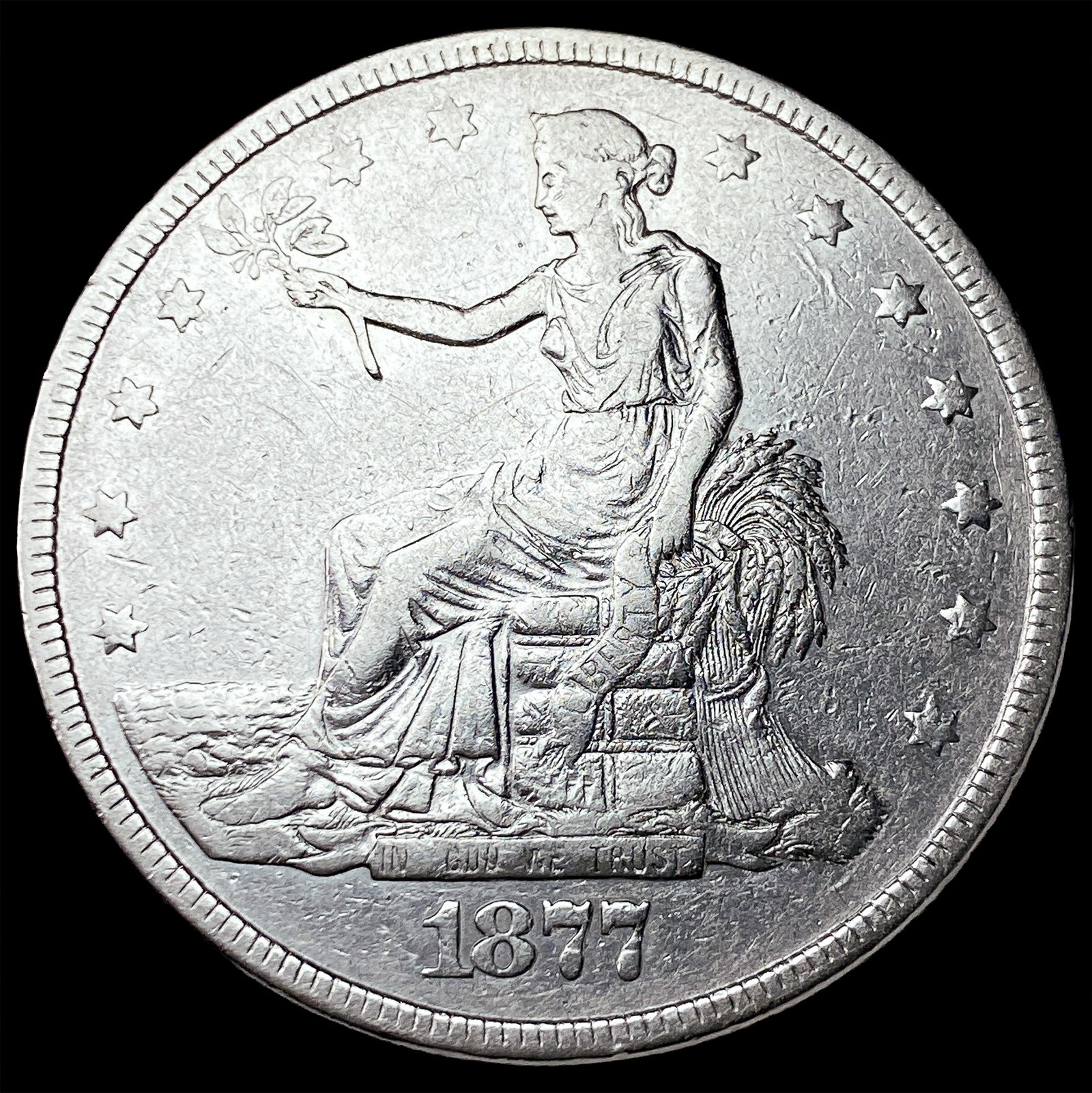 1877 Silver Trade Dollar CLOSELY UNCIRCULATED: 1877 Silver Trade Dollar CLOSELY UNCIRCULATED