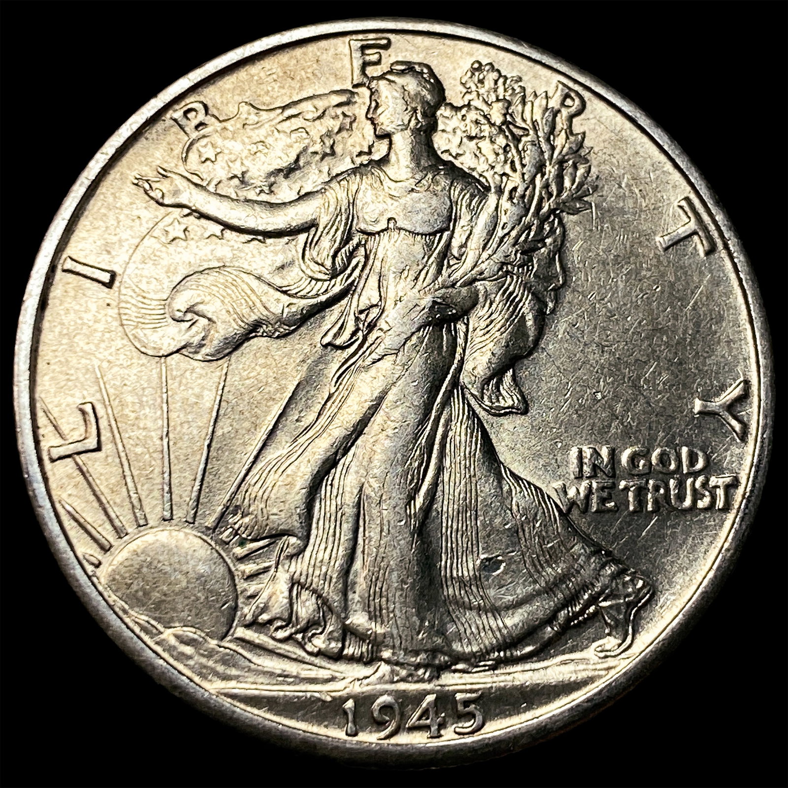 1945-D Silver Walking Liberty Half Dollar CLOSELY UNCIRCULATED: 1945-D Silver Walking Liberty Half Dollar CLOSELY UNCIRCULATED