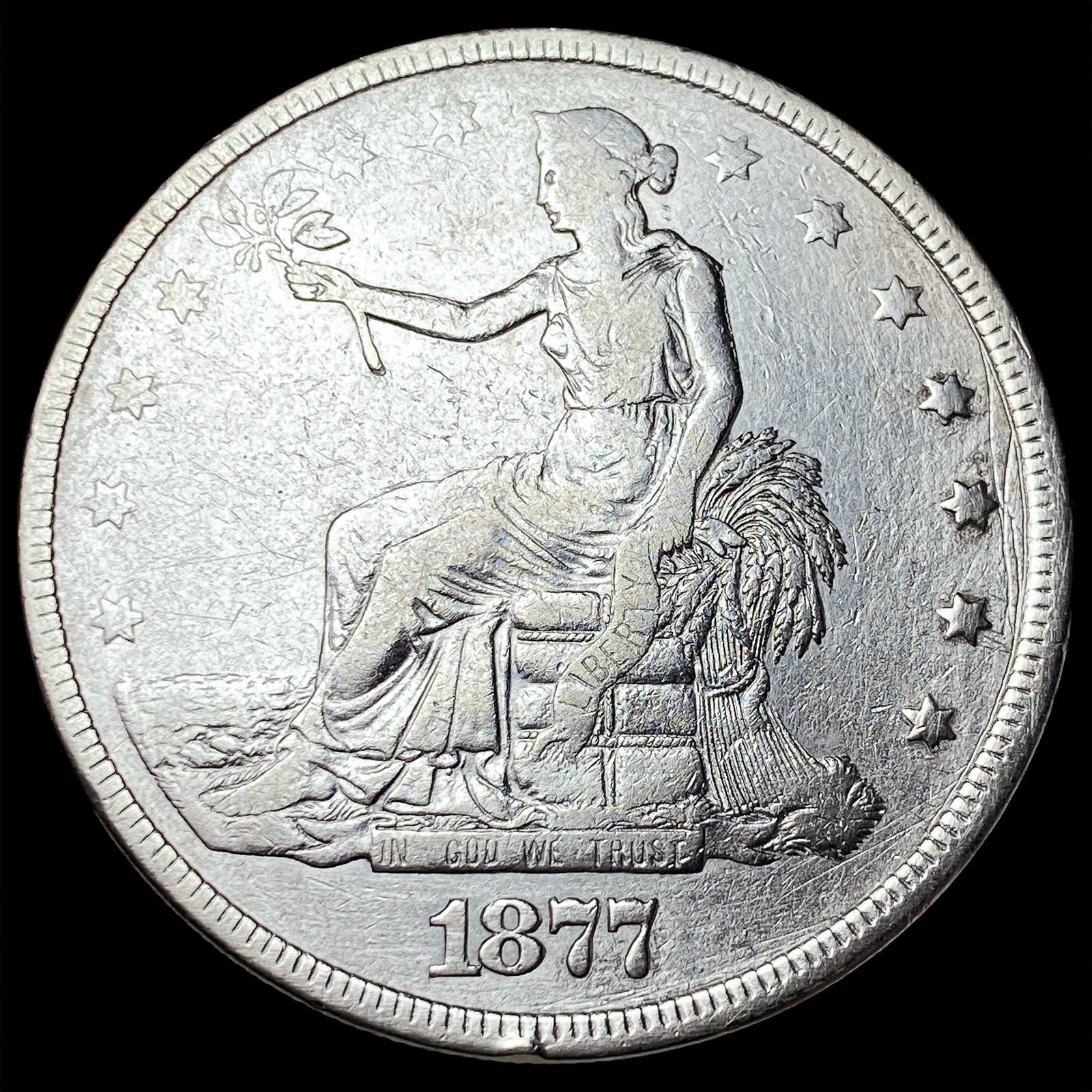 1877 Silver Trade Dollar NEARLY UNCIRCULATED (1 of 2)