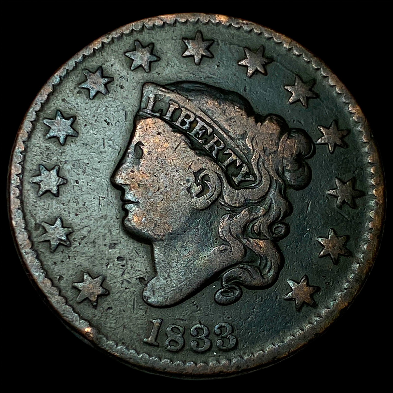 1833 Coronet Head Large Cent LIGHTLY CIRCULATED: 1833 Coronet Head Large Cent LIGHTLY CIRCULATED
