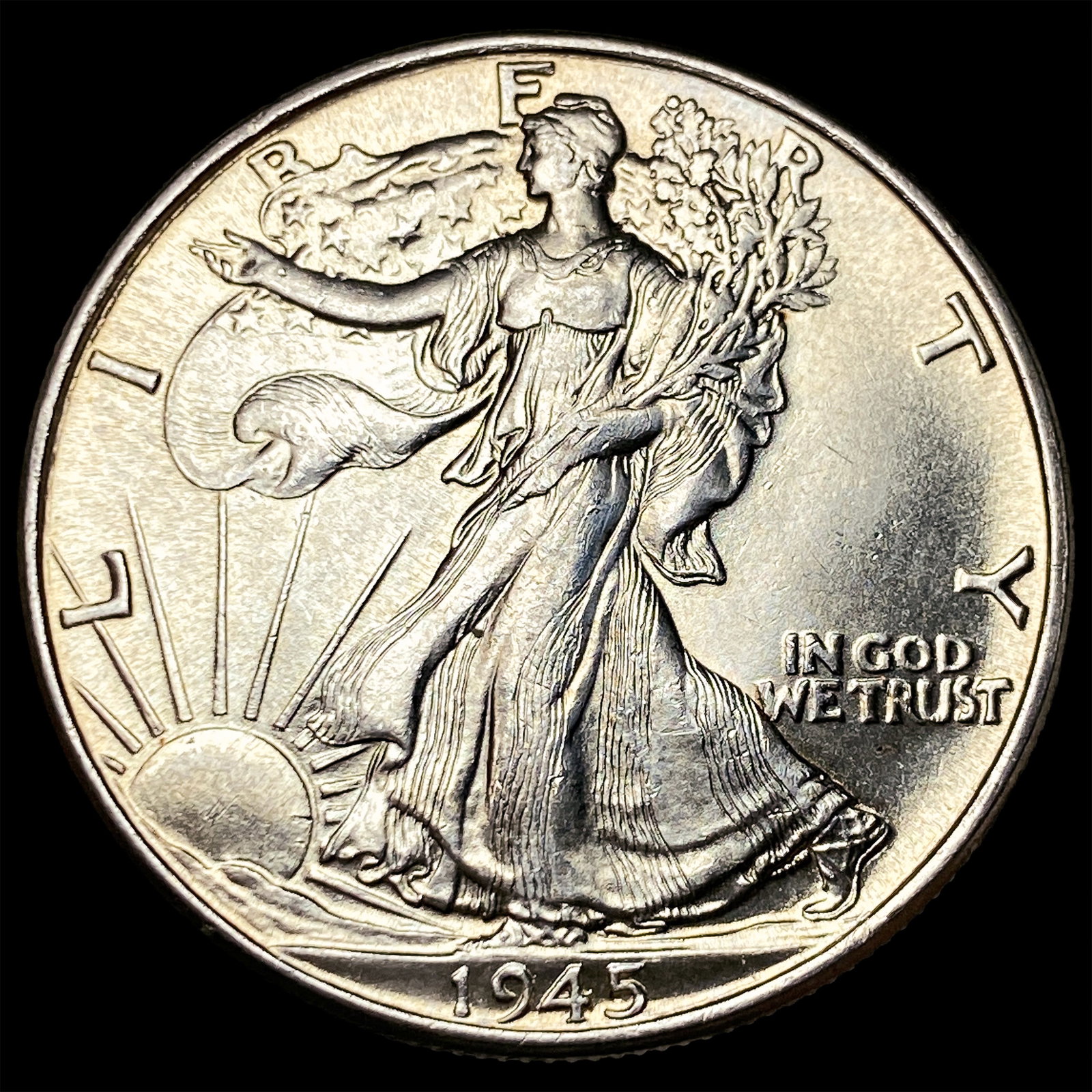 1945 Silver Walking Liberty Half Dollar GEM BU: 1945 Silver Walking Liberty Half Dollar GEM BU