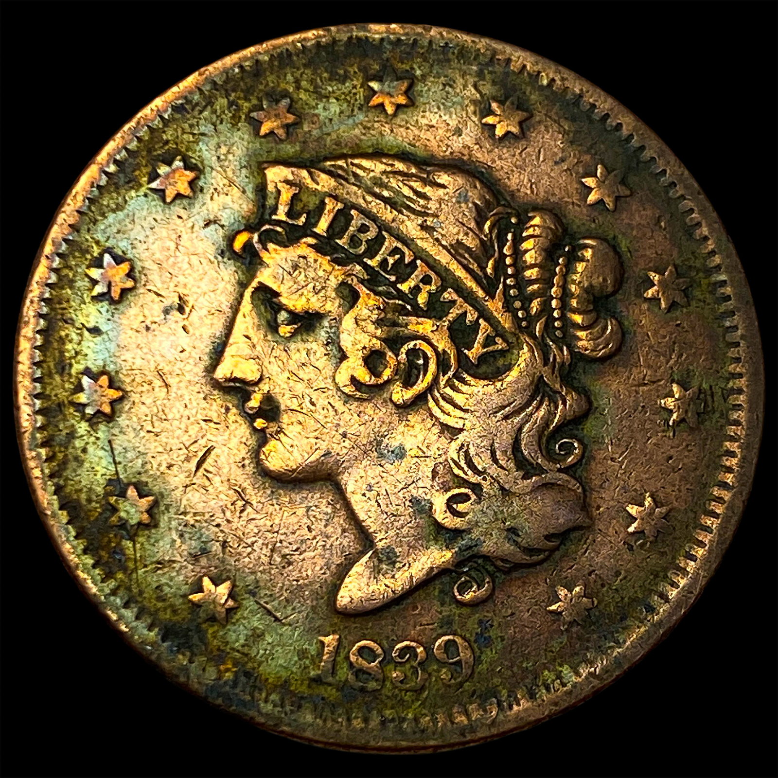 1839 Braided Hair Large Cent LIGHTLY CIRCULATED (1 of 2)