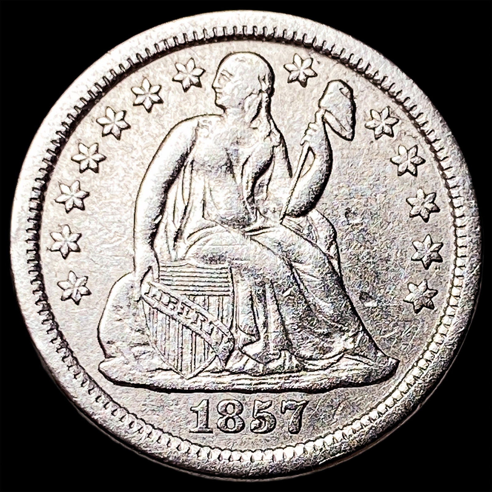1857-O Silver Seated Liberty Dime CLOSELY UNCIRCULATED (1 of 2)