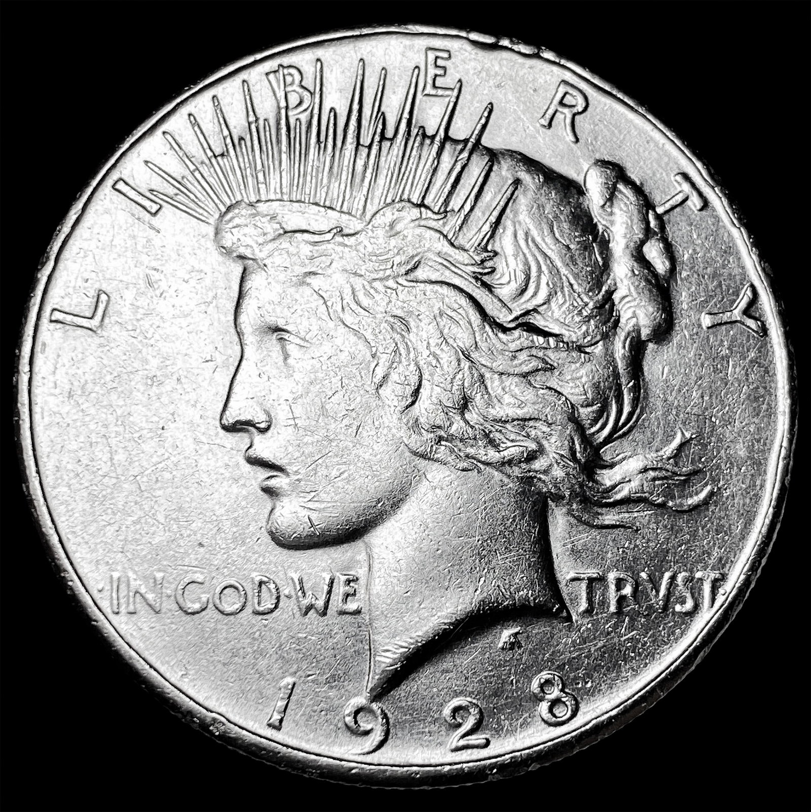 1928-S Silver Peace Dollar CHOICE AU: 1928-S Silver Peace Dollar CHOICE AU