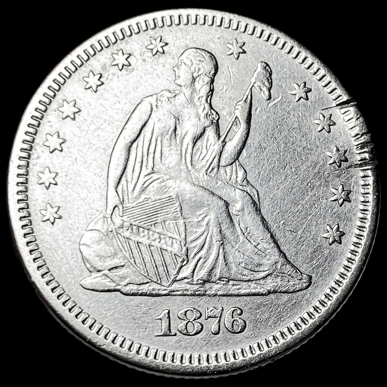 1876 Silver Seated Liberty Quarter CLOSELY UNCIRCULATED: 1876 Silver Seated Liberty Quarter CLOSELY UNCIRCULATED