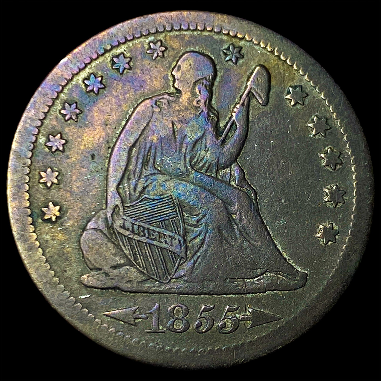 1855-S Arrows Seated Liberty Quarter ABOUT UNCIRCULATED (1 of 2)