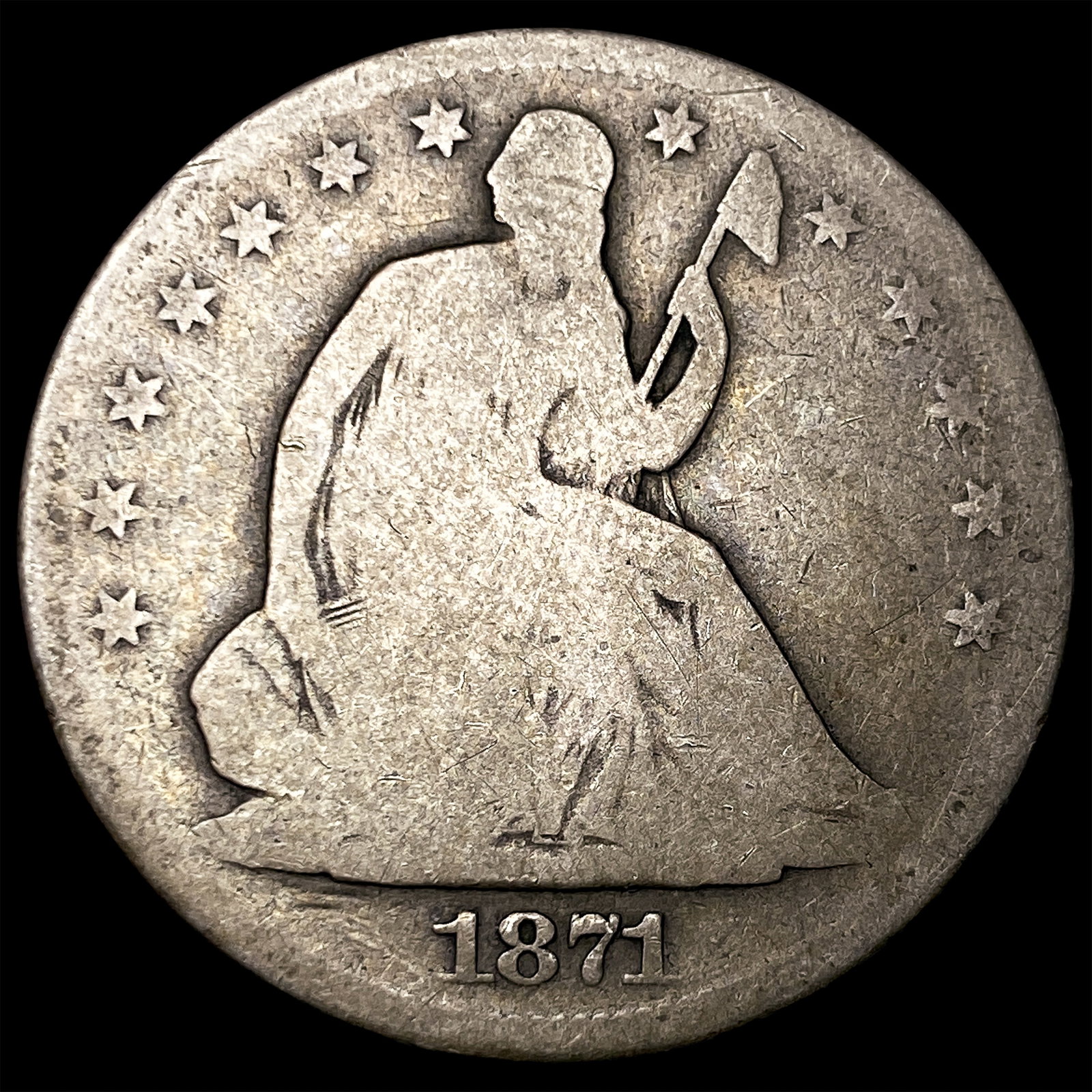 1871-S Silver Seated Liberty Half Dollar NICELY CIRCULATED (1 of 2)