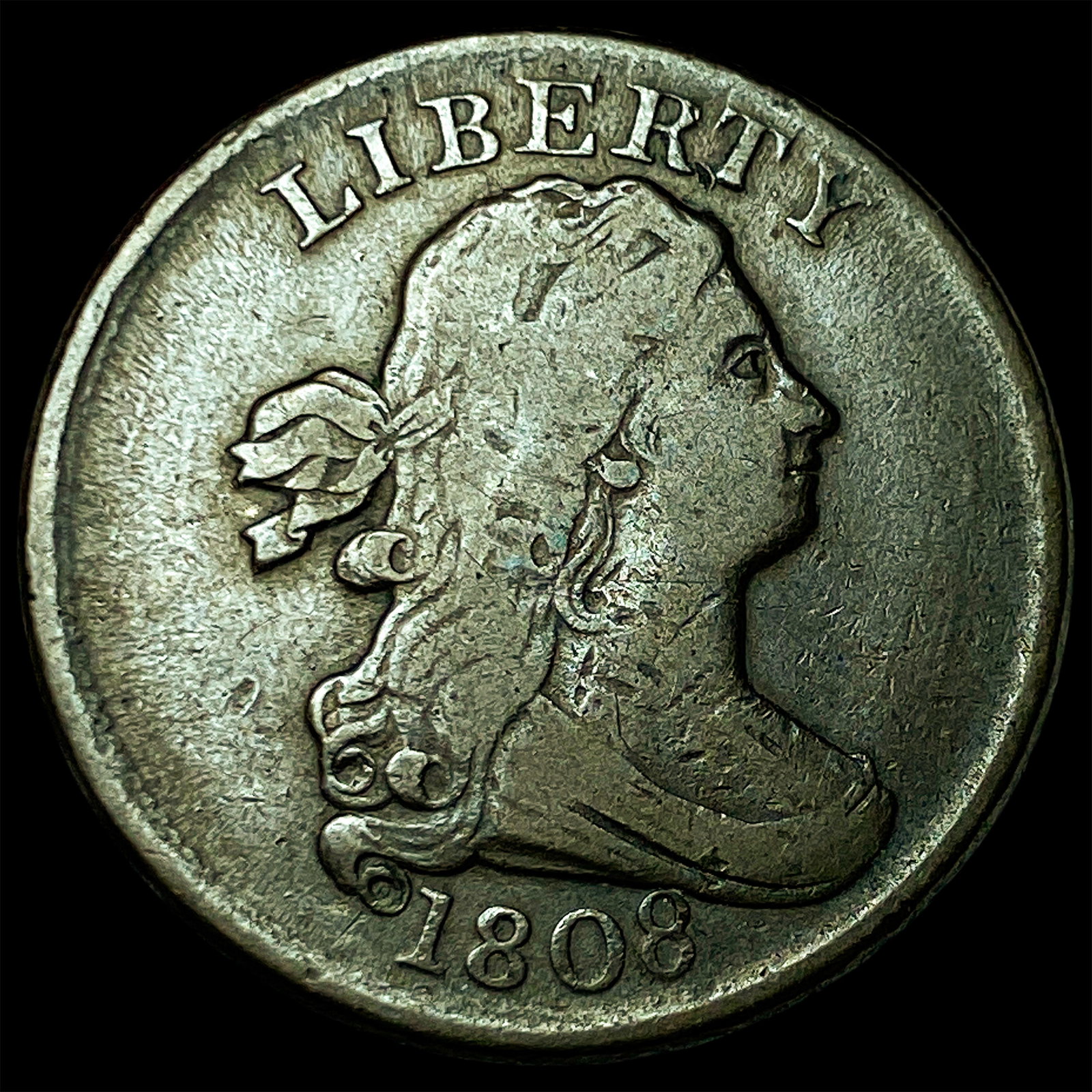1808 Draped Bust Half Cent ABOUT UNCIRCULATED: 1808 Draped Bust Half Cent ABOUT UNCIRCULATED