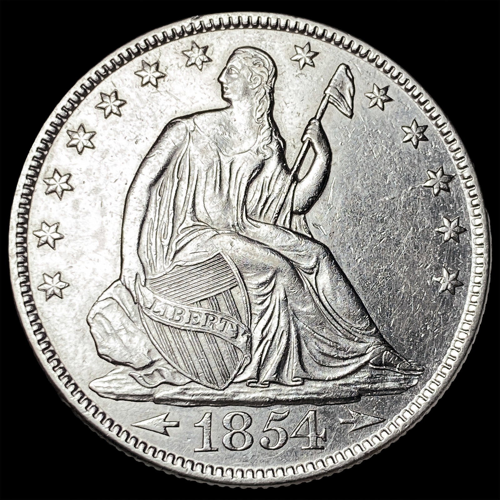 1854-O Silver Seated Liberty Half Dollar CHOICE AU: 1854-O Silver Seated Liberty Half Dollar CHOICE AU