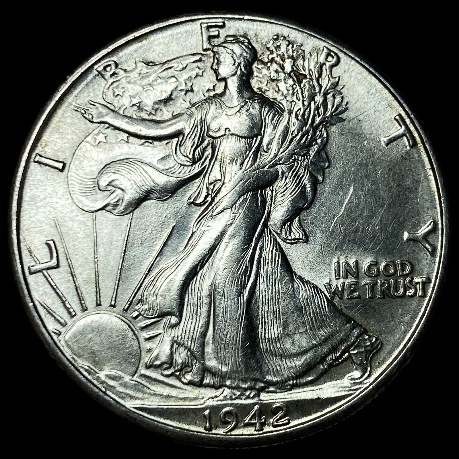 1942-D Silver Walking Liberty Half Dollar UNCIRCULATED: 1942-D Silver Walking Liberty Half Dollar UNCIRCULATED