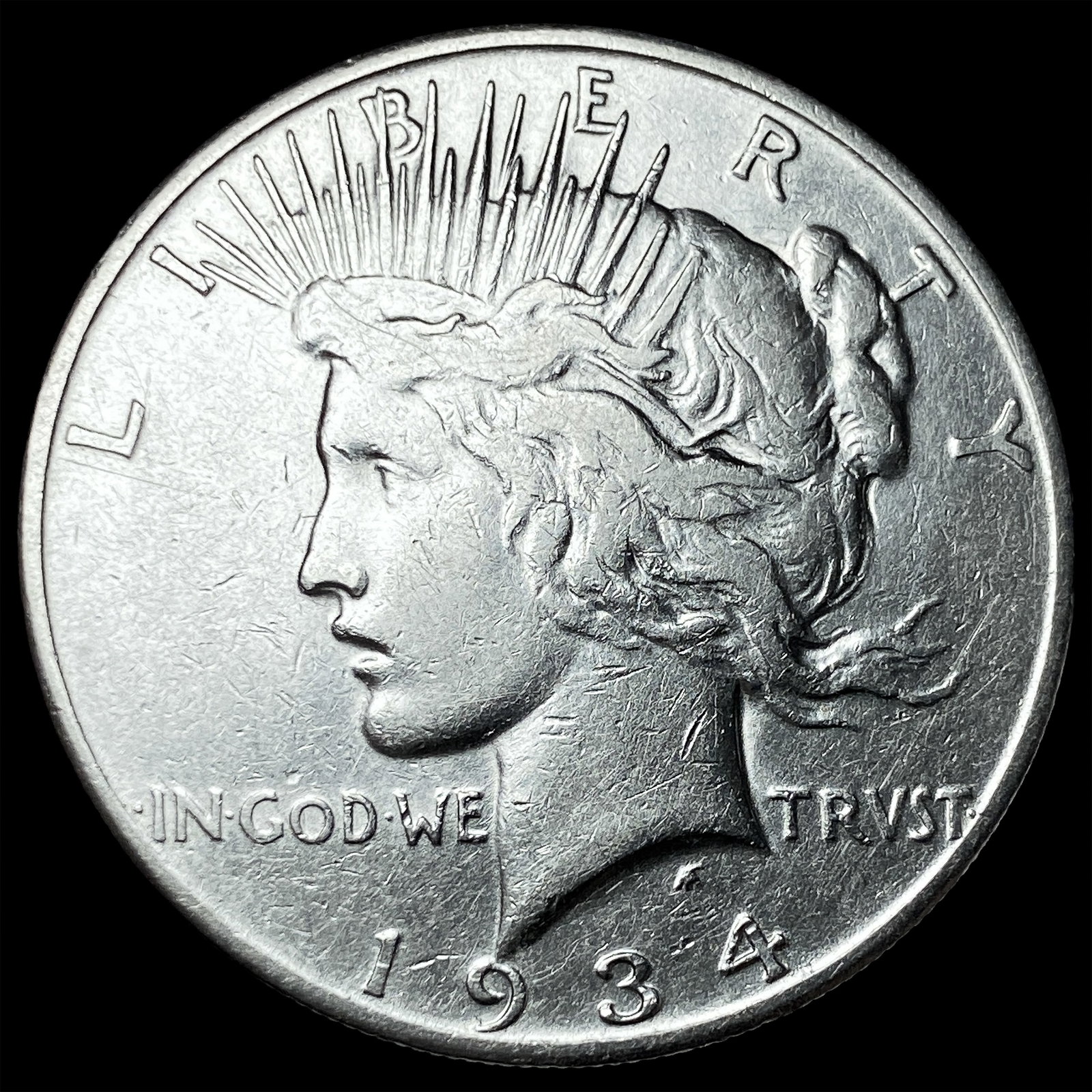 1934-S Silver Peace Dollar ABOUT UNCIRCULATED (1 of 2)