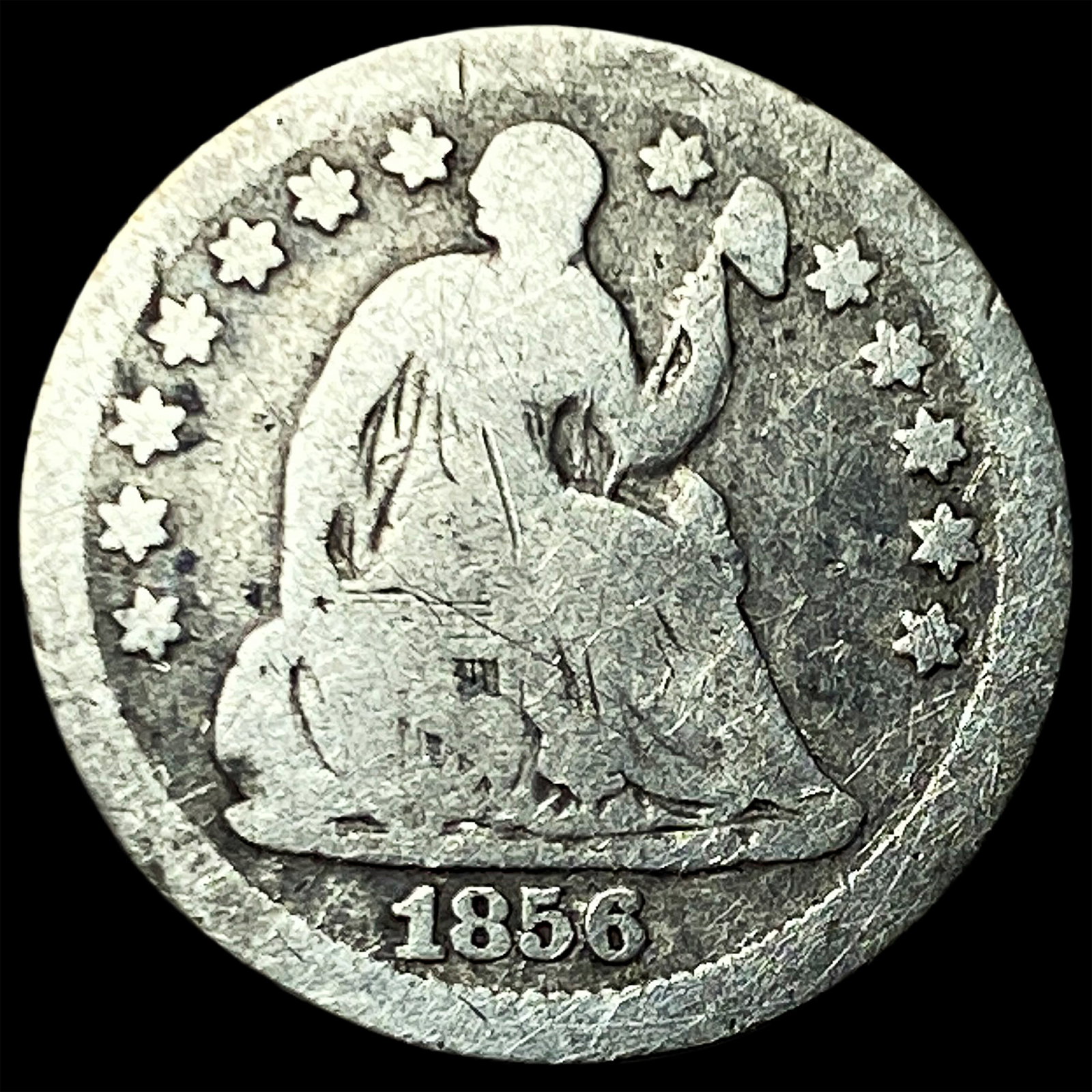 1856 Silver Seated Liberty Half Dime NICELY CIRCULATED: 1856 Silver Seated Liberty Half Dime NICELY CIRCULATED