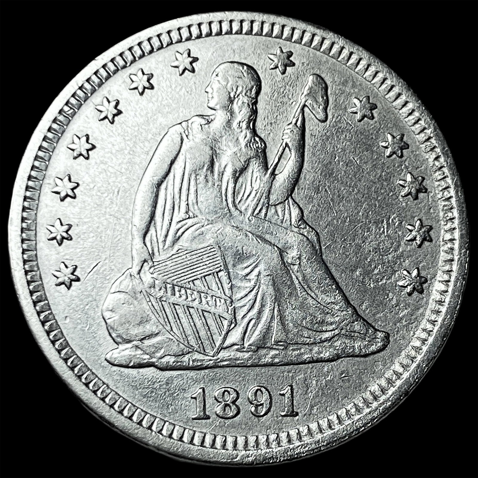 1891 Silver Seated Liberty Quarter UNCIRCULATED: 1891 Silver Seated Liberty Quarter UNCIRCULATED