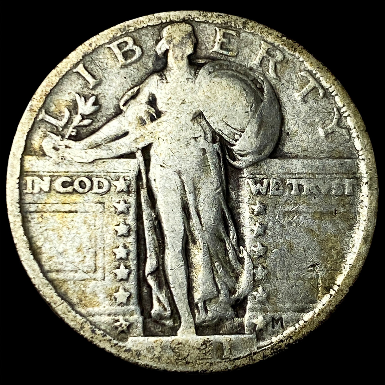 1921 Silver Standing Liberty Quarter LIGHTLY CIRCULATED: 1921 Silver Standing Liberty Quarter LIGHTLY CIRCULATED