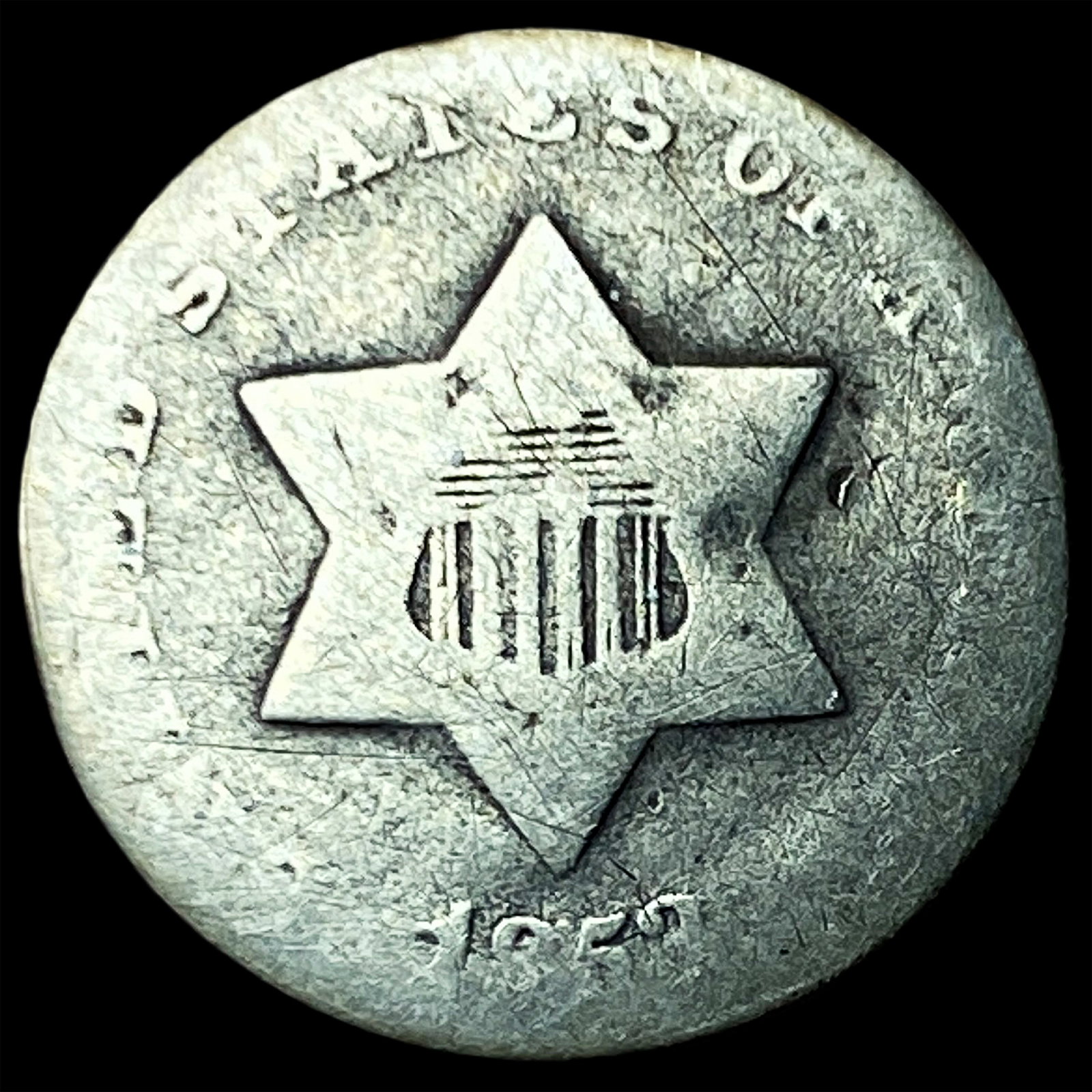 1853 Silver Three-Cent Piece NICELY CIRCULATED: 1853 Silver Three-Cent Piece NICELY CIRCULATED