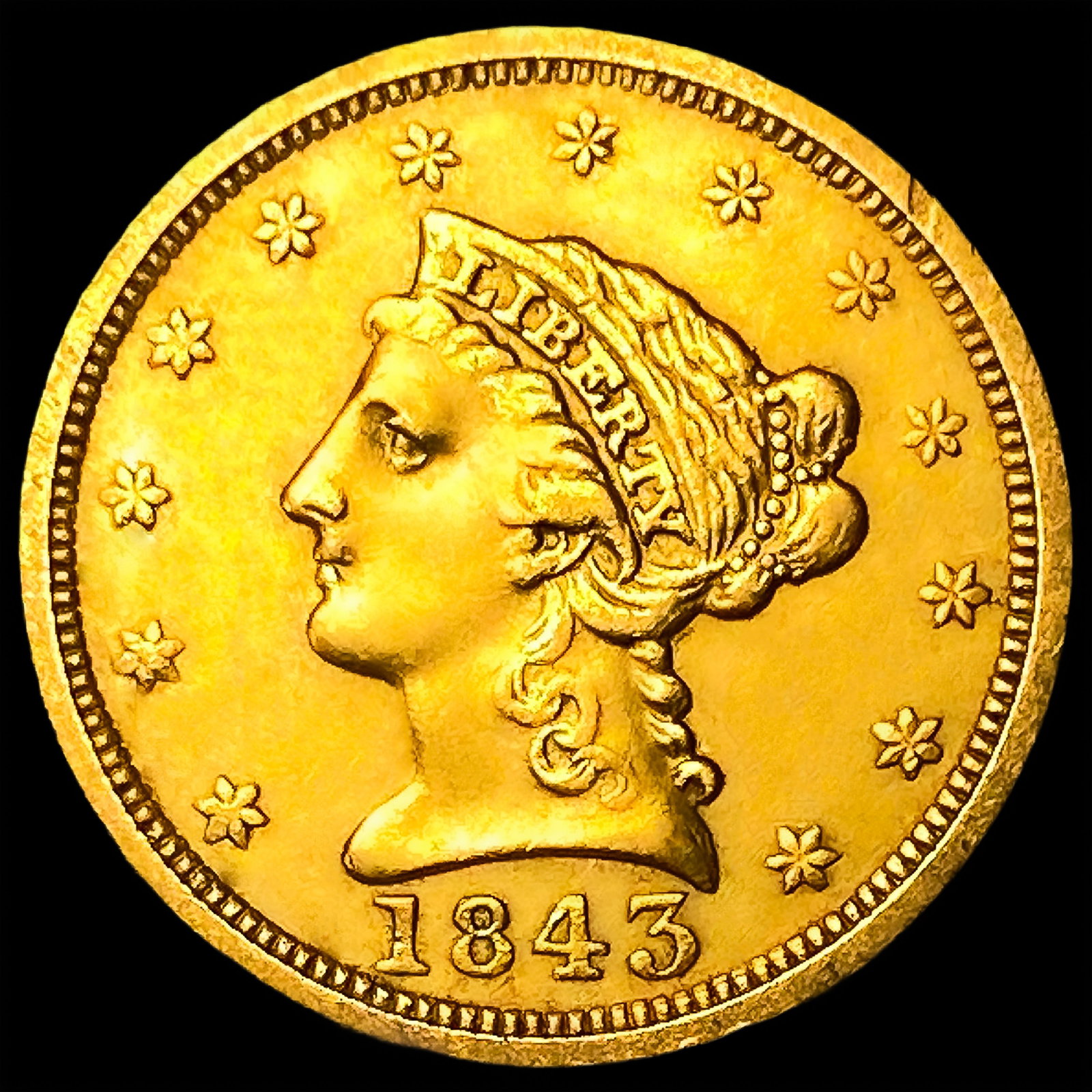 1843 $2.50 Gold Quarter Eagle: 1843 $2.50 Gold Quarter Eagle
