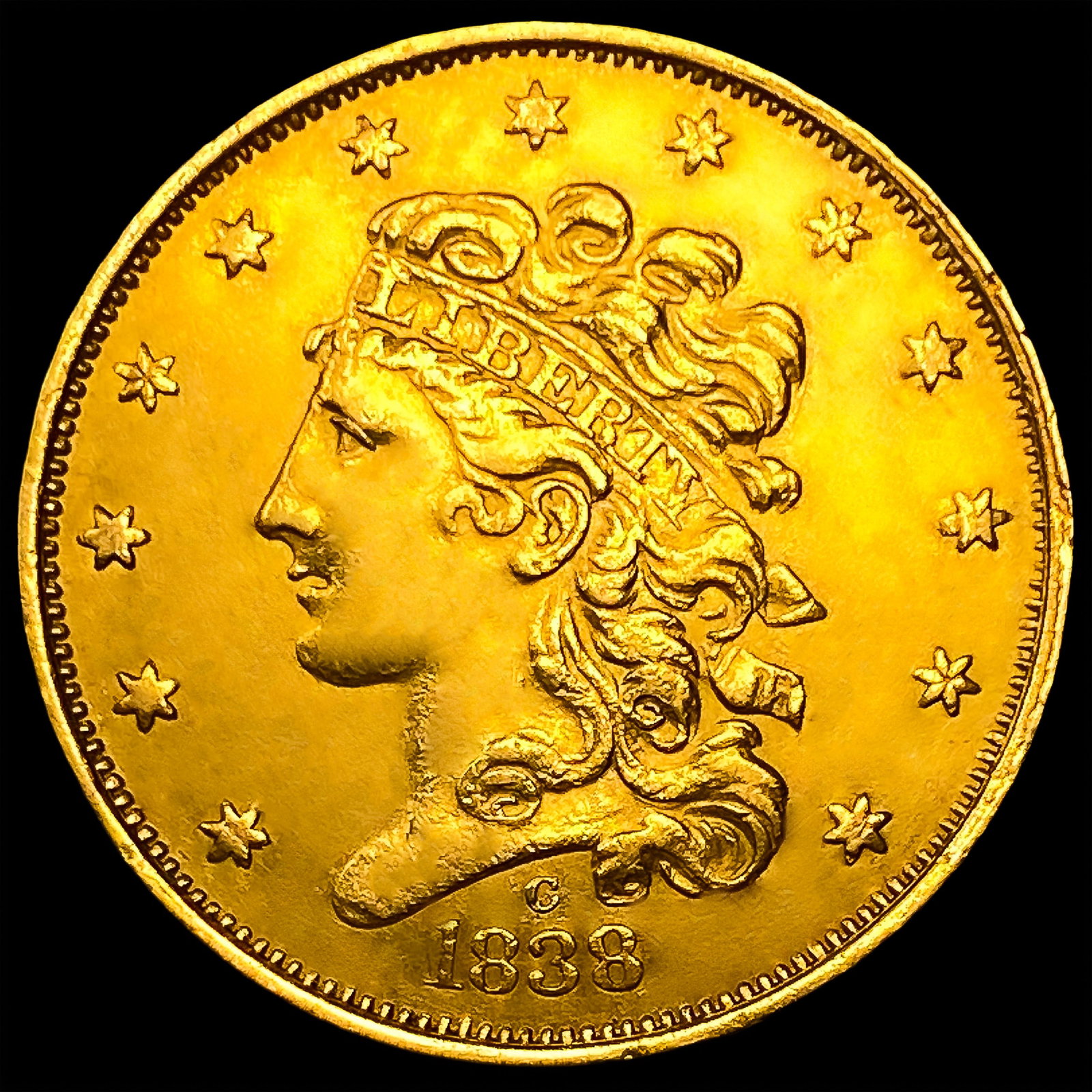 1838-C $5 Gold Half Eagle: 1838-C $5 Gold Half Eagle