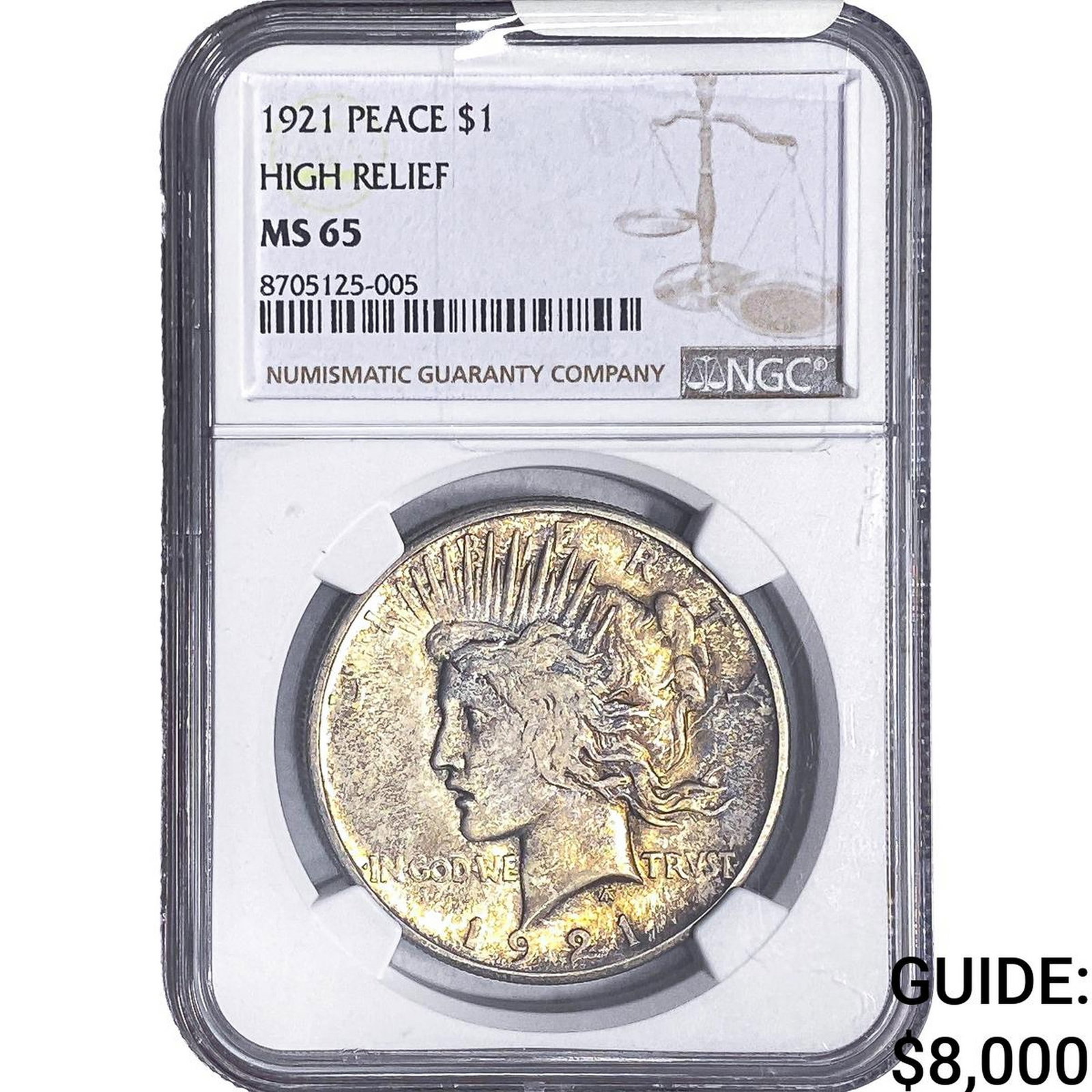 1921 Silver Peace Dollar NGC MS65 High Relief: 1921 Silver Peace Dollar NGC MS65 High Relief