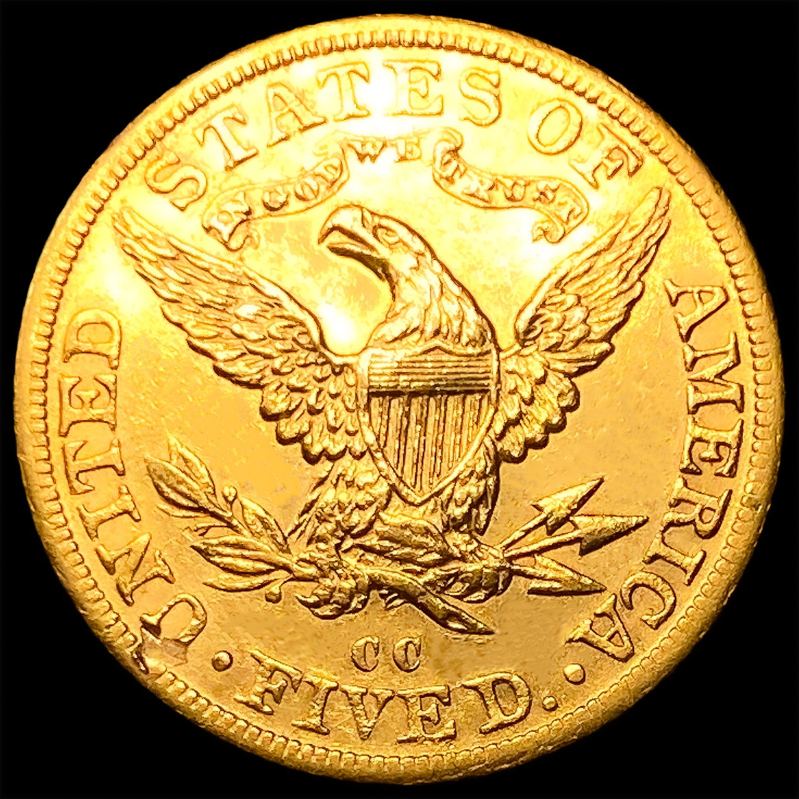 1892-CC $5 Gold Half Eagle - 2