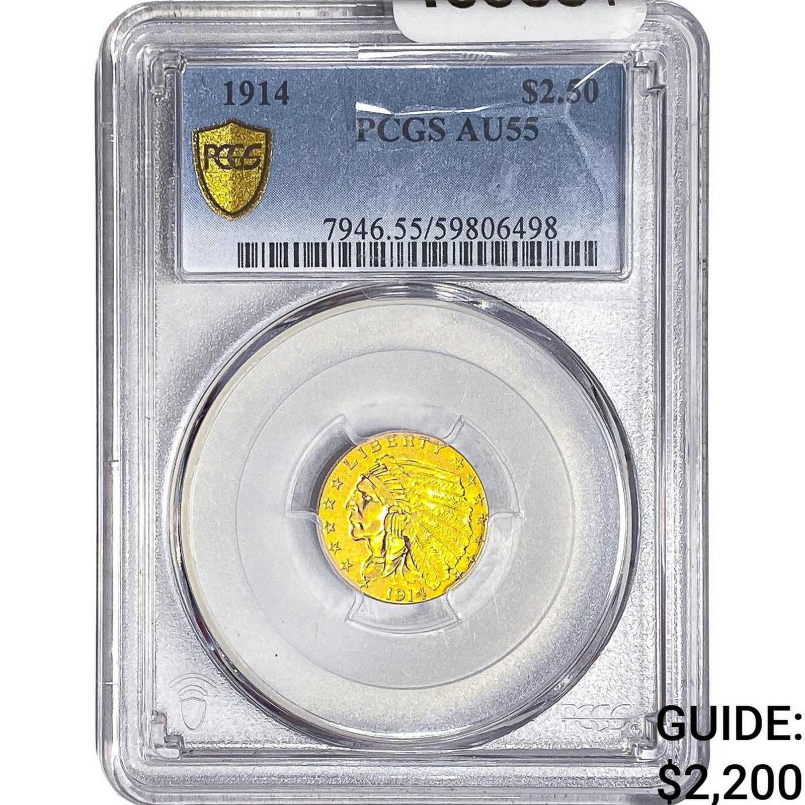 1914 $2.50 Gold Quarter Eagle PCGS AU55: 1914 $2.50 Gold Quarter Eagle PCGS AU55