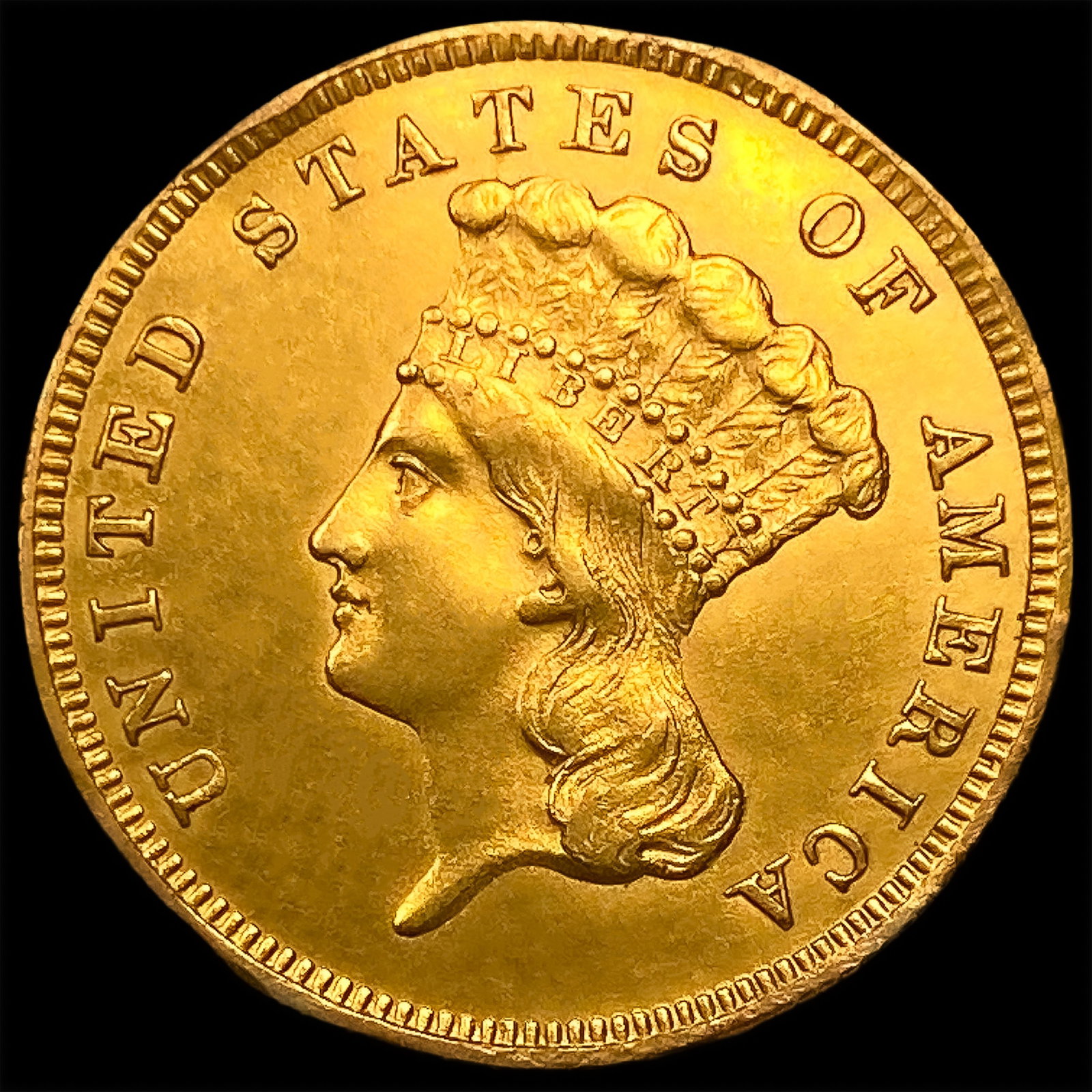1860 $3 Gold Piece: 1860 $3 Gold Piece