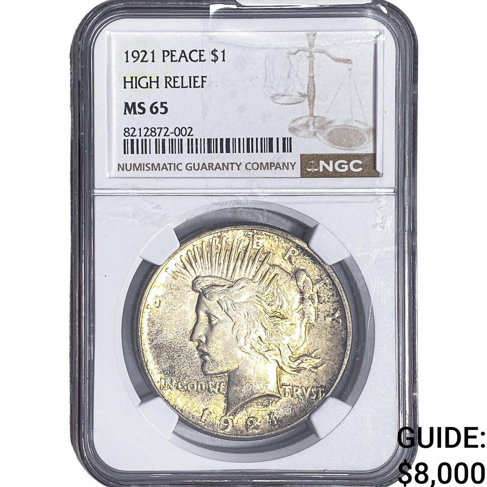 1921 Silver Peace Dollar NGC MS65 High Relief: 1921 Silver Peace Dollar NGC MS65 High Relief