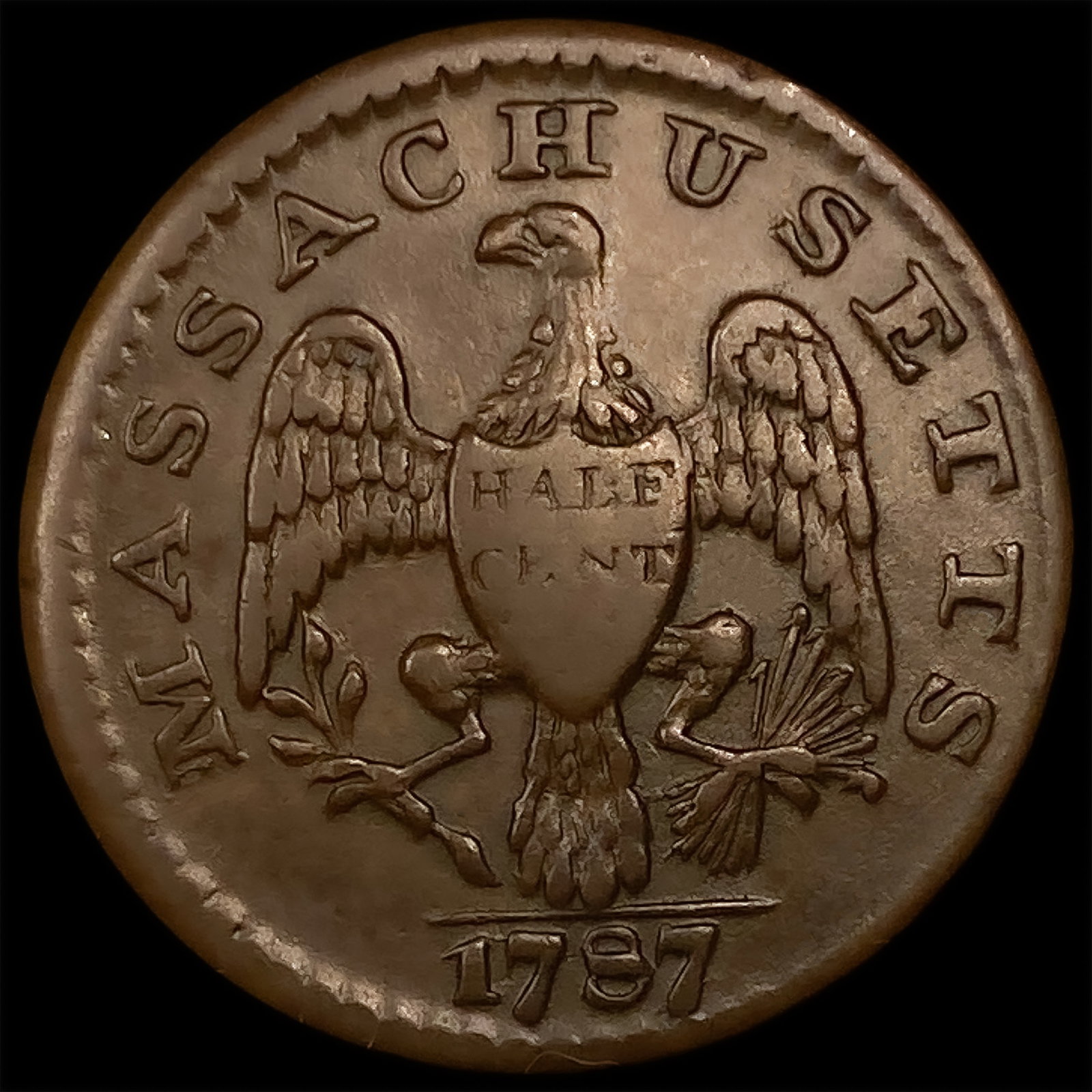 1787 Massachusetts 1/2 Cent - 2