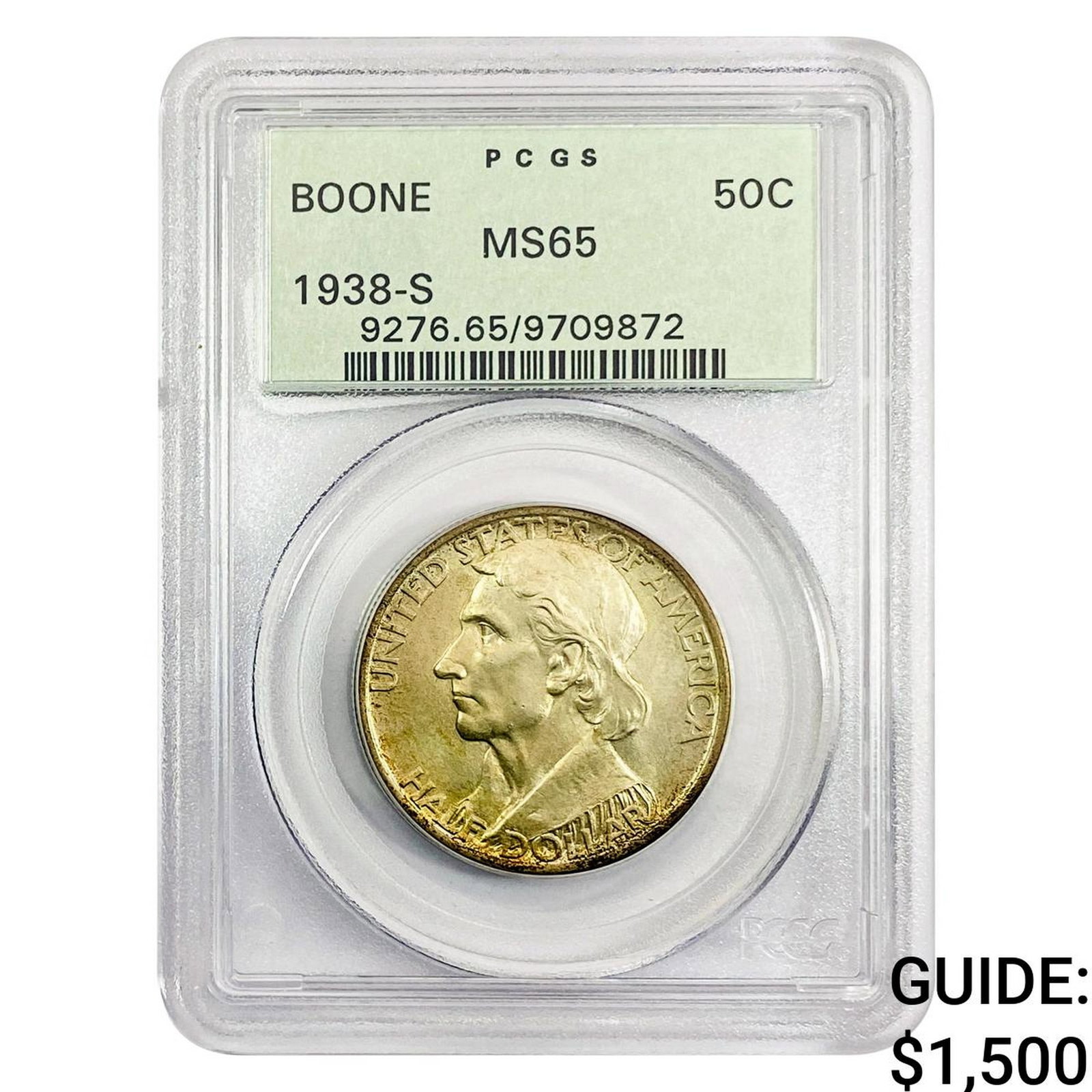 1938-S Boone Half Dollar PCGS MS65: 1938-S Boone Half Dollar PCGS MS65