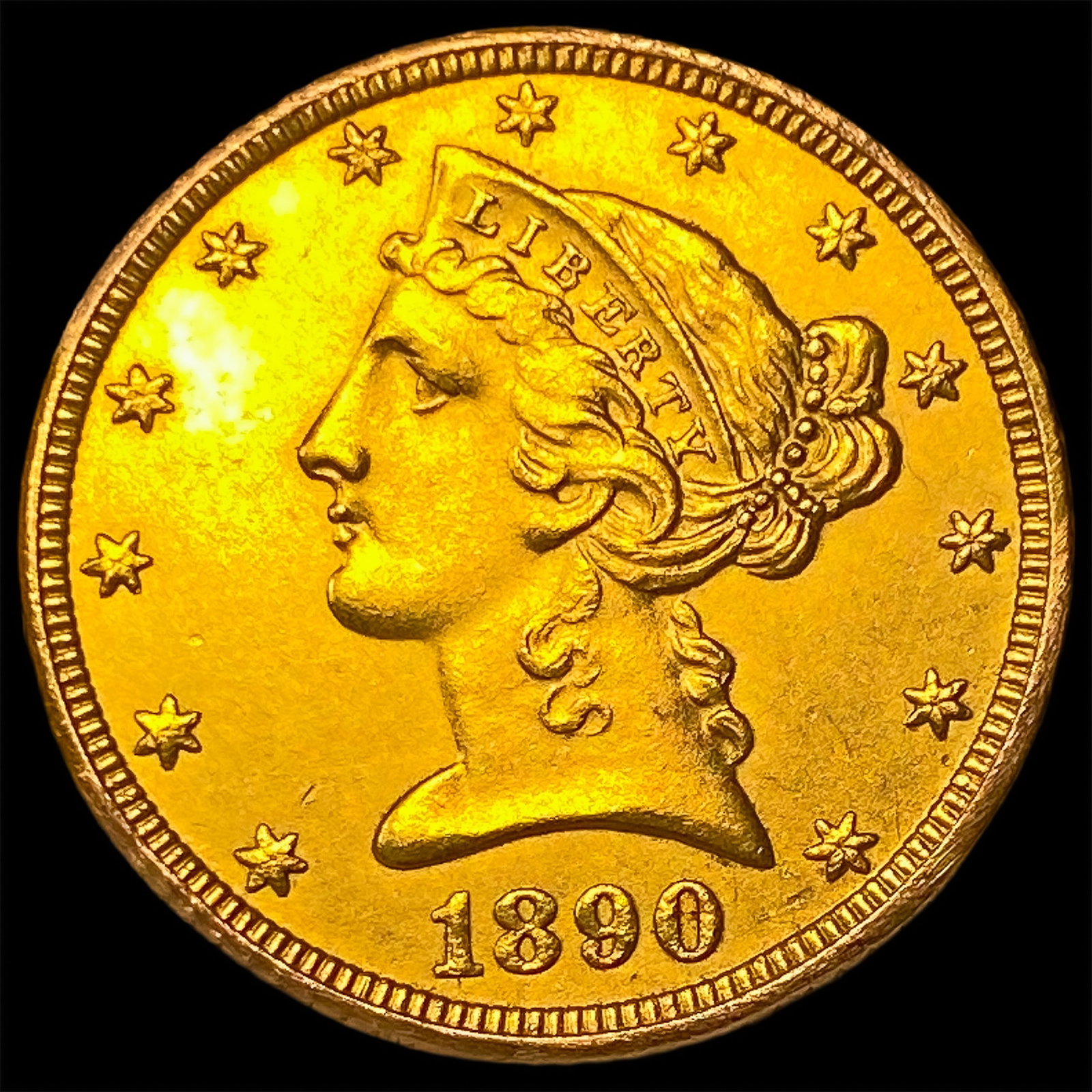 1890 $5 Gold Half Eagle: 1890 $5 Gold Half Eagle