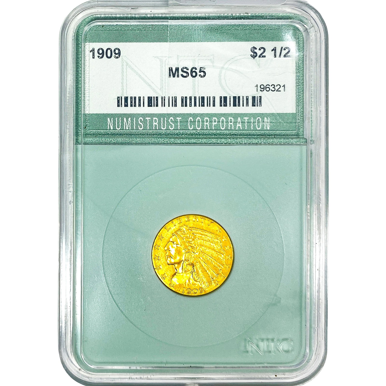 1909 $2.50 Gold Quarter Eagle NTC MS65: 1909 $2.50 Gold Quarter Eagle NTC MS65