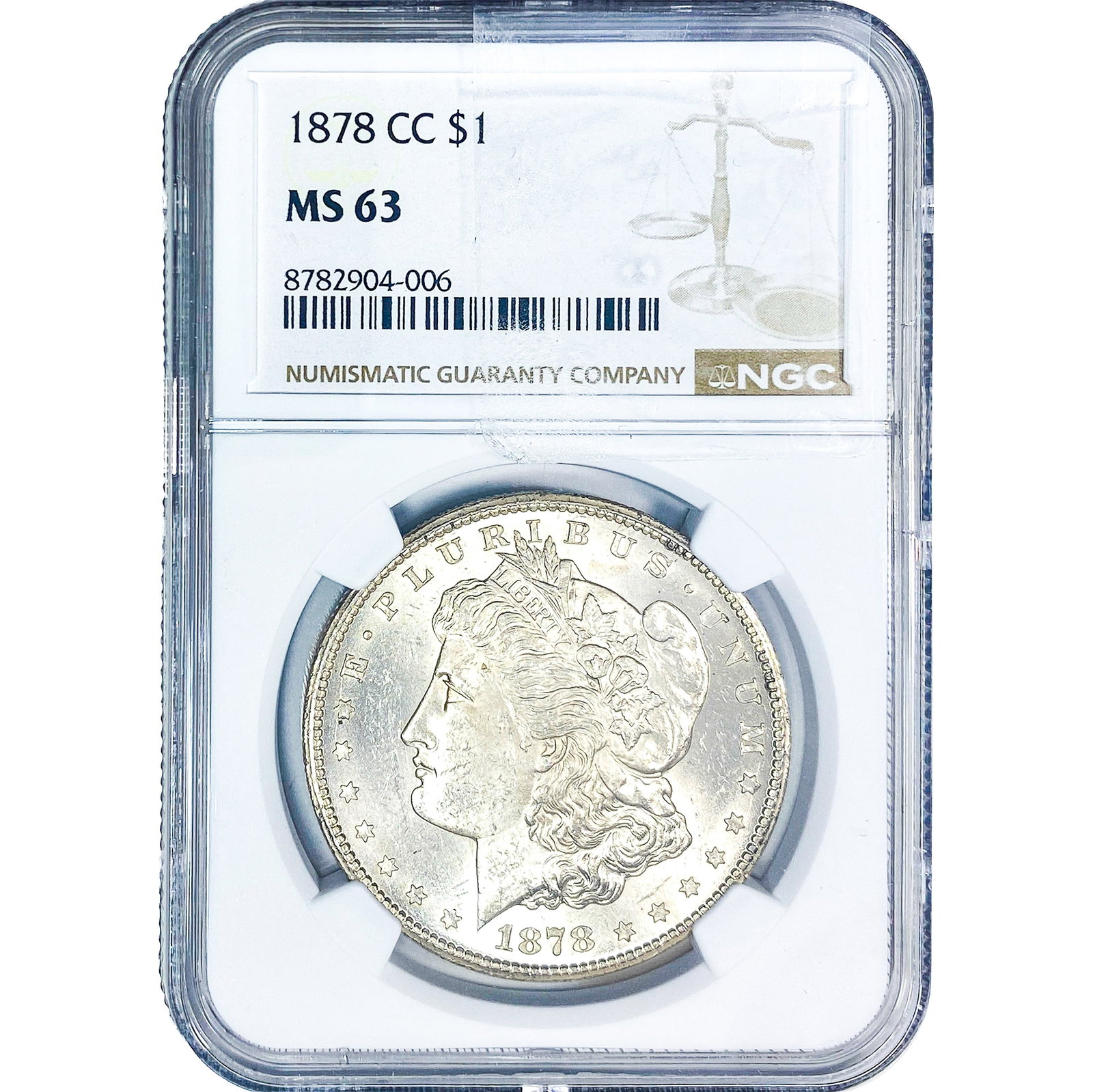 1878-CC Morgan Silver Dollar NGC MS63: 1878-CC Morgan Silver Dollar NGC MS63