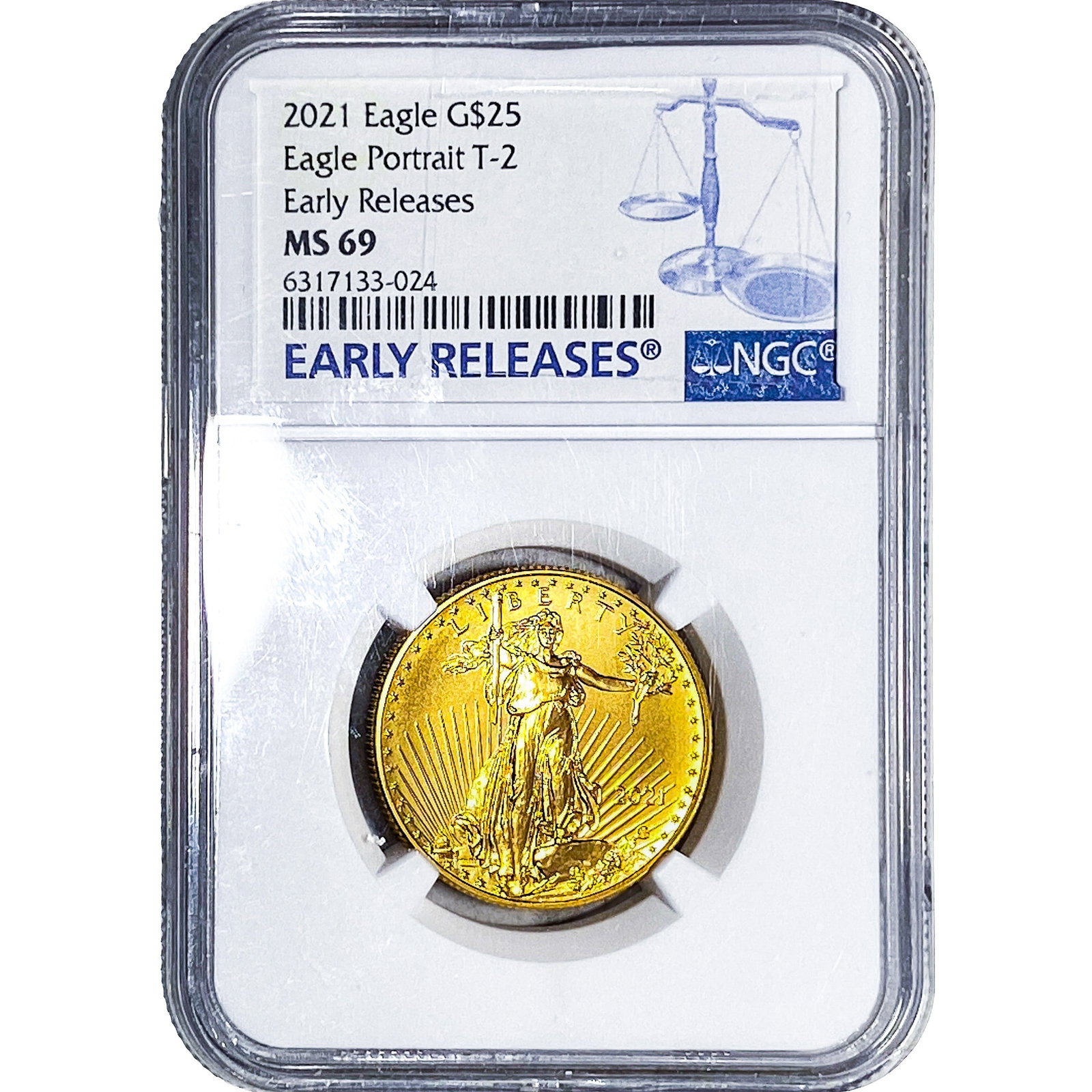 2021 $25 Gold Eagle Type 2 1/2oz AGW NGC MS69 (1 of 4)