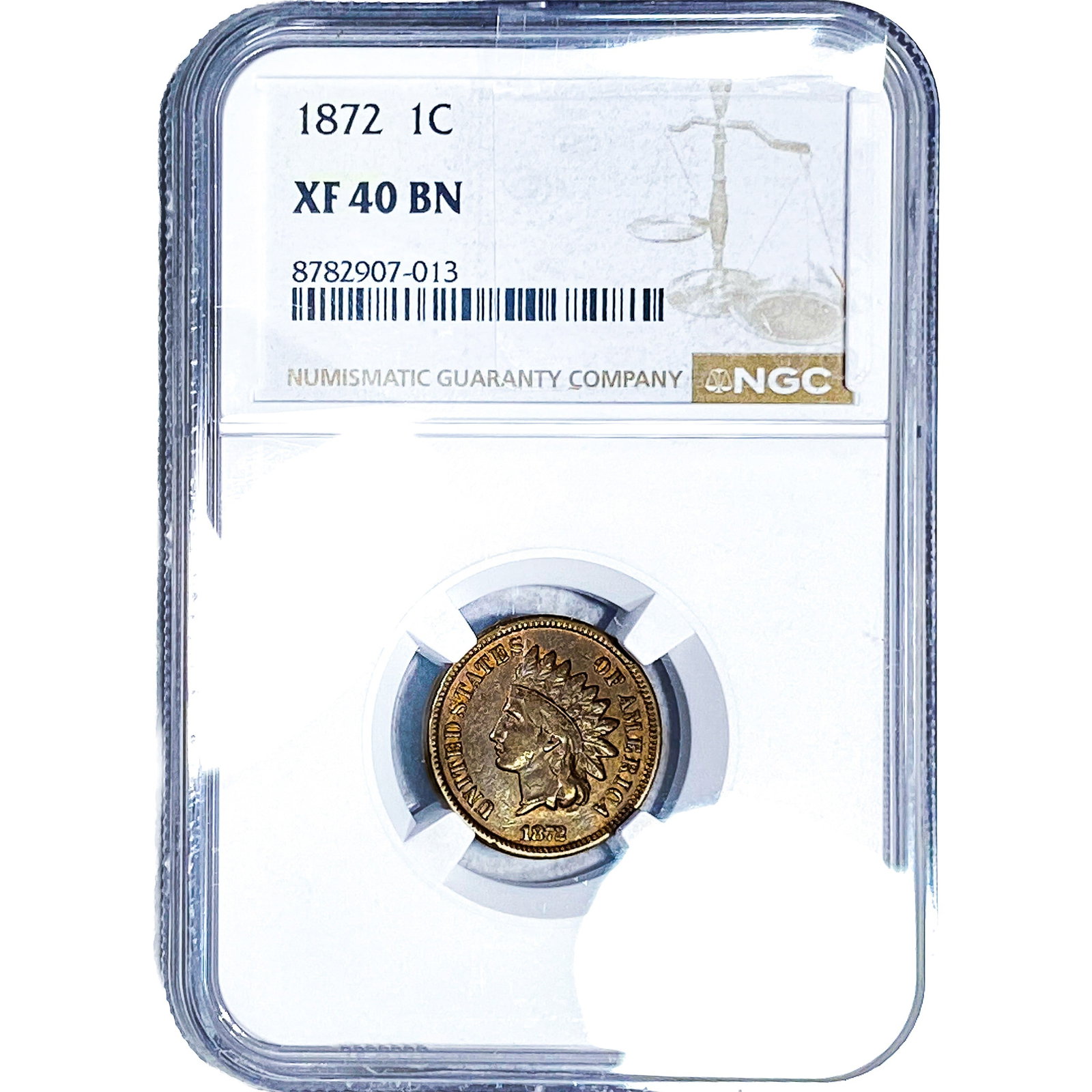 1872 Indian Head Cent NGC XF40 BN: 1872 Indian Head Cent NGC XF40 BN