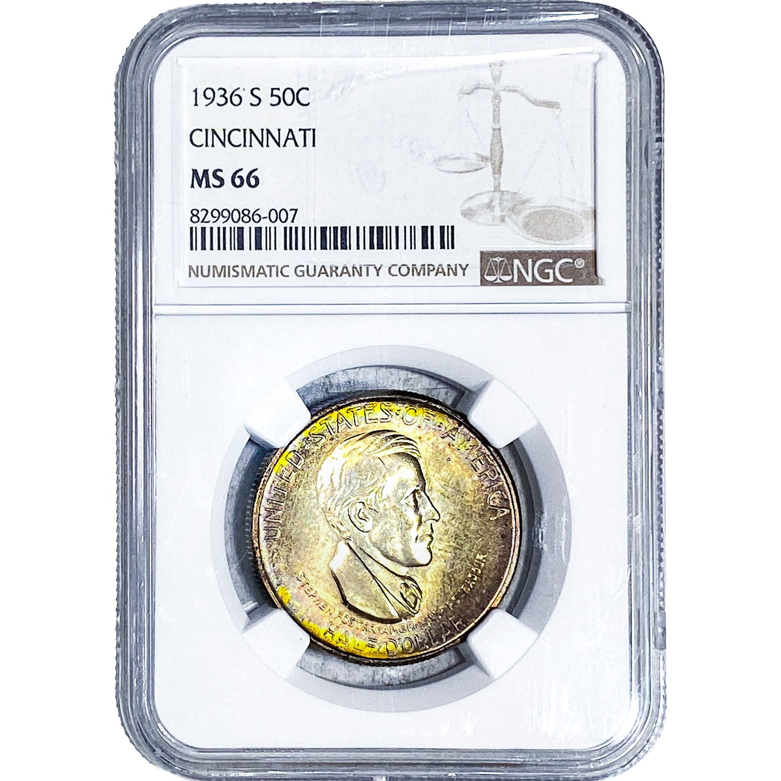 1936-S Cincinatti Half Dollar NGC MS66: 1936-S Cincinatti Half Dollar NGC MS66
