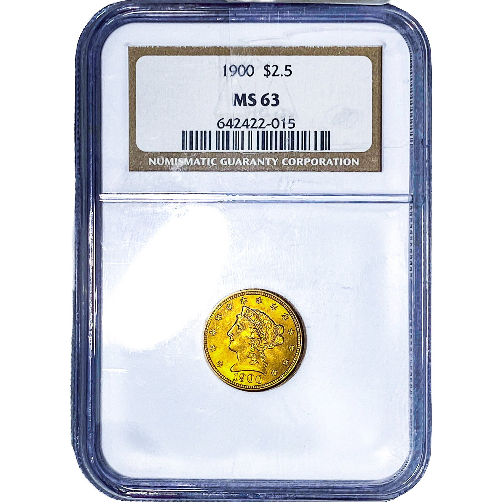 1900 $2.50 Gold Quarter Eagle NGC MS63: 1900 $2.50 Gold Quarter Eagle NGC MS63