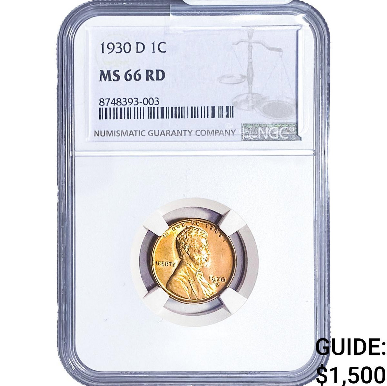 1930-D Wheat Cent NGC MS66 RD: 1930-D Wheat Cent NGC MS66 RD