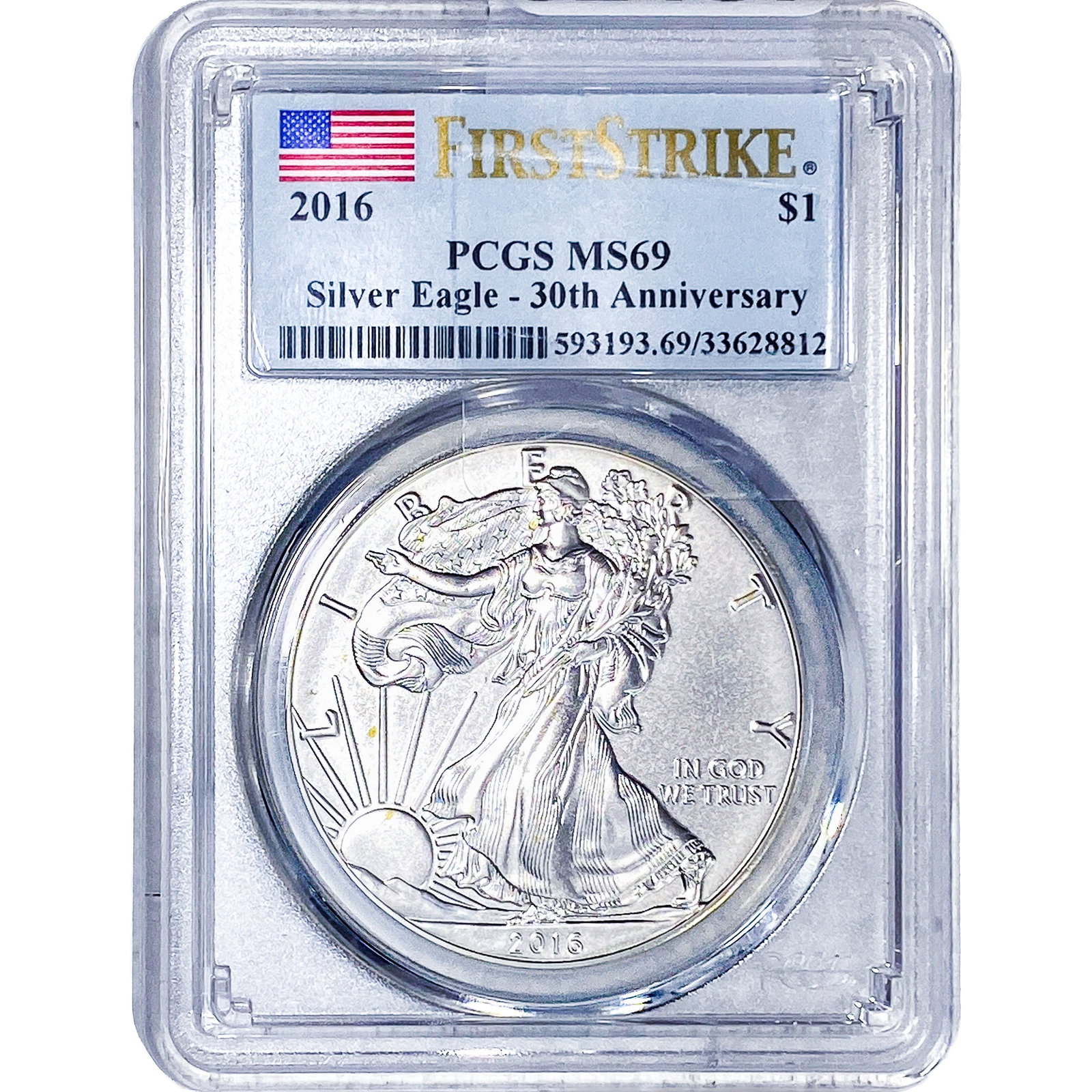 2016 Silver Eagle PCGS MS69: 2016 Silver Eagle PCGS MS69