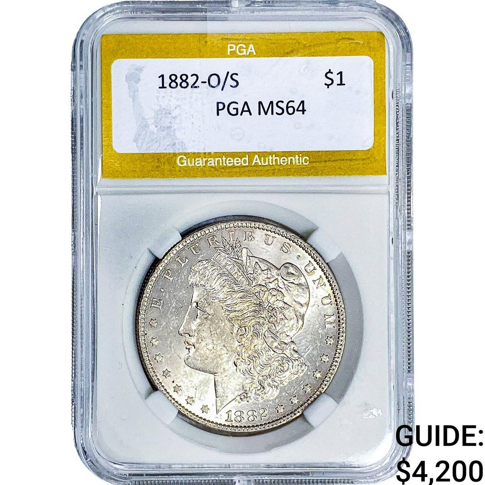 1882-O/S Morgan Silver Dollar PGA MS64: 1882-O/S Morgan Silver Dollar PGA MS64