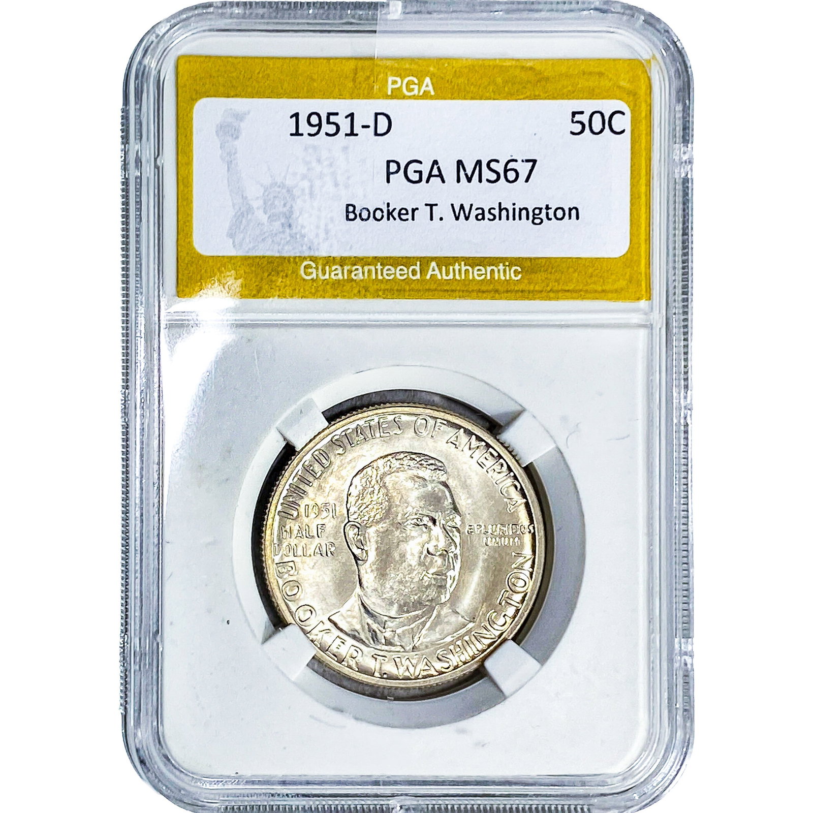 1951-D Booker T Half Dollar PGA MS67: 1951-D Booker T Half Dollar PGA MS67