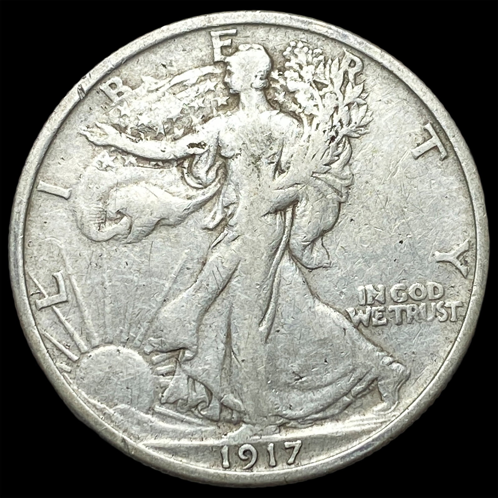 1917 Silver Walking Liberty Half Dollar NEARLY UNCIRCULATED: 1917 Silver Walking Liberty Half Dollar NEARLY UNCIRCULATED