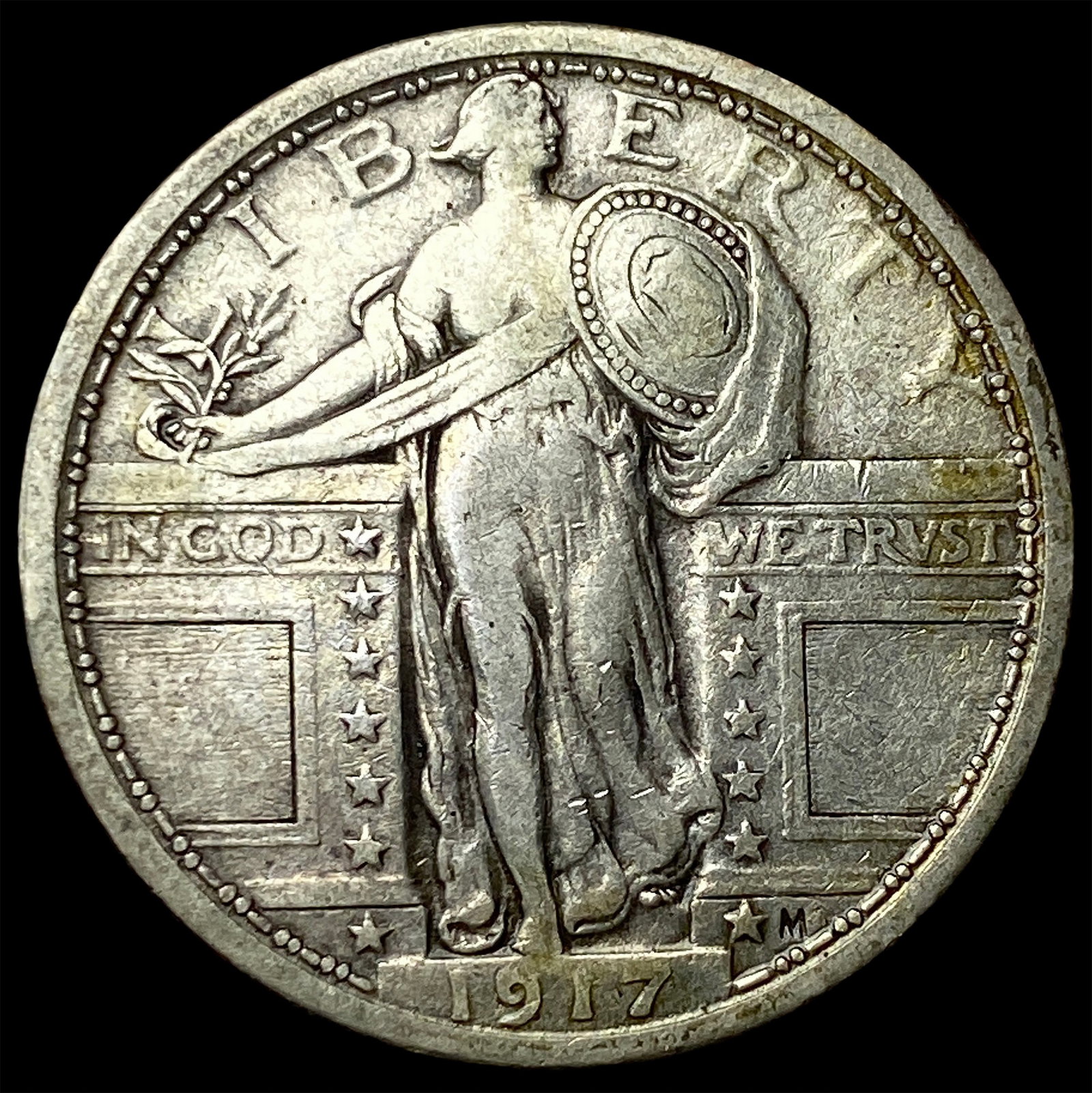 1917 Type 1 Standing Liberty Quarter NEARLY UNCIRCULATED: 1917 Type 1 Standing Liberty Quarter NEARLY UNCIRCULATED